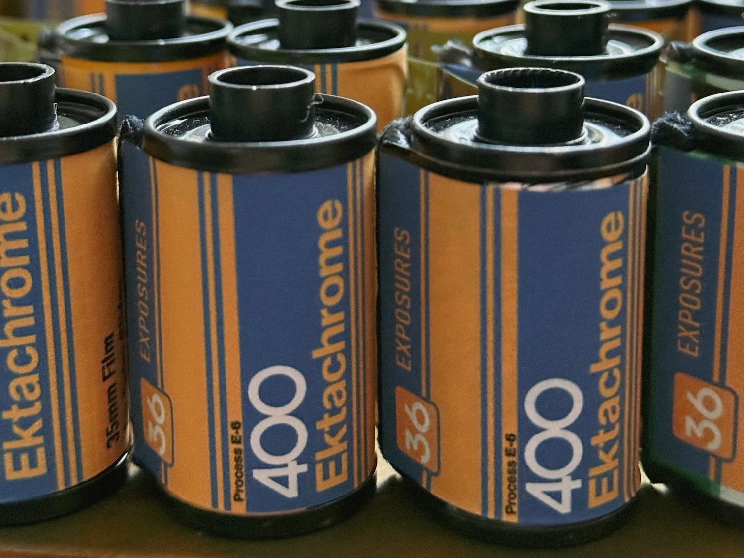 Respooled Ektachrome in Custom 35mm Canisters.