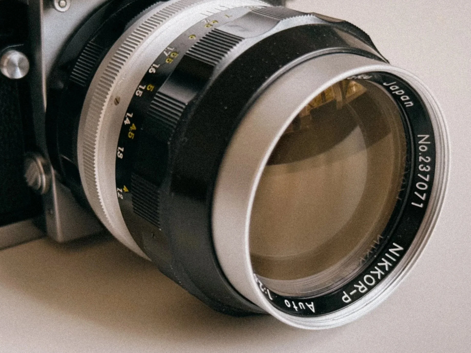 Close up of the Nikkor-P 105mm F/2.5 Auto