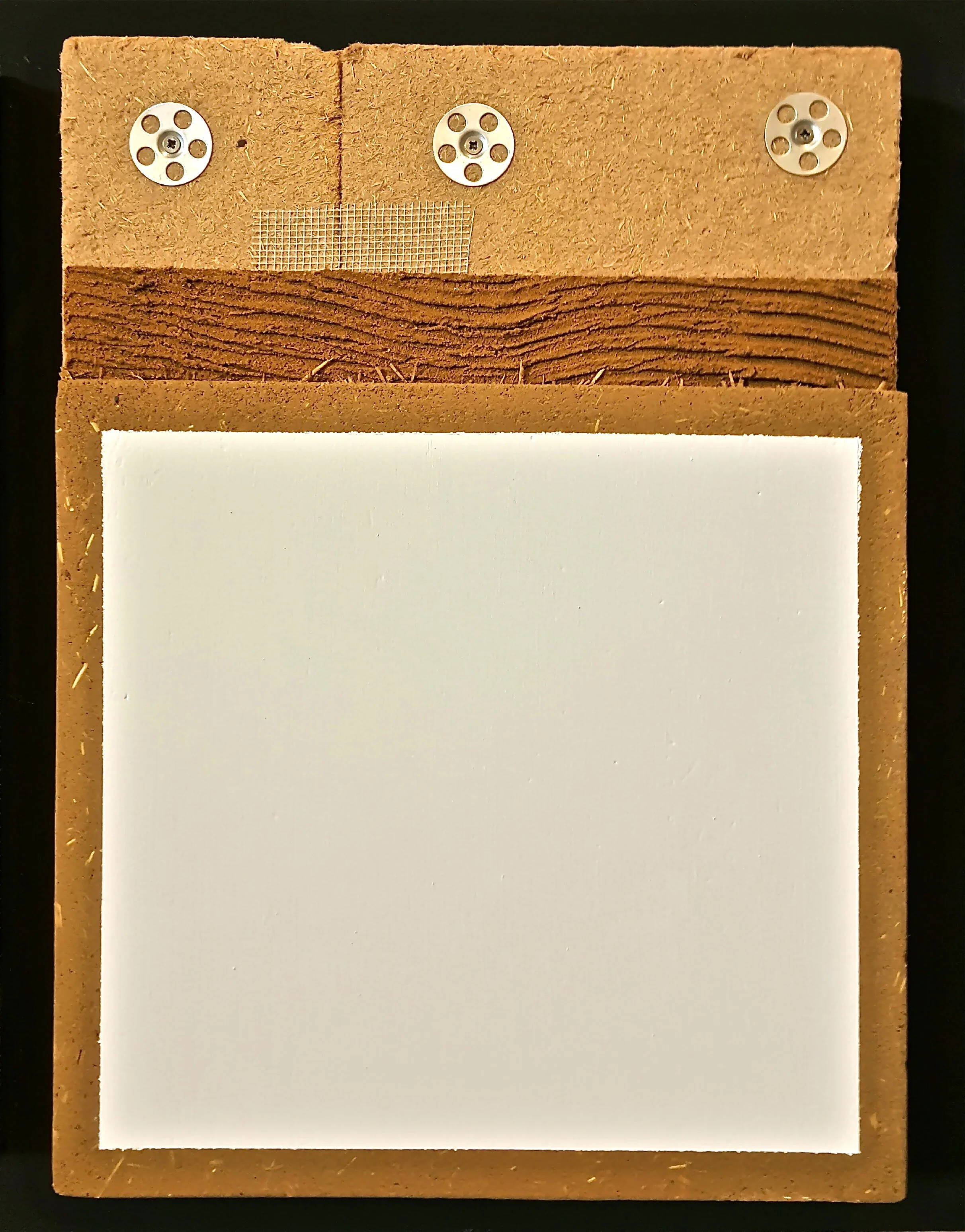 clay panel with clay plaster and jute
