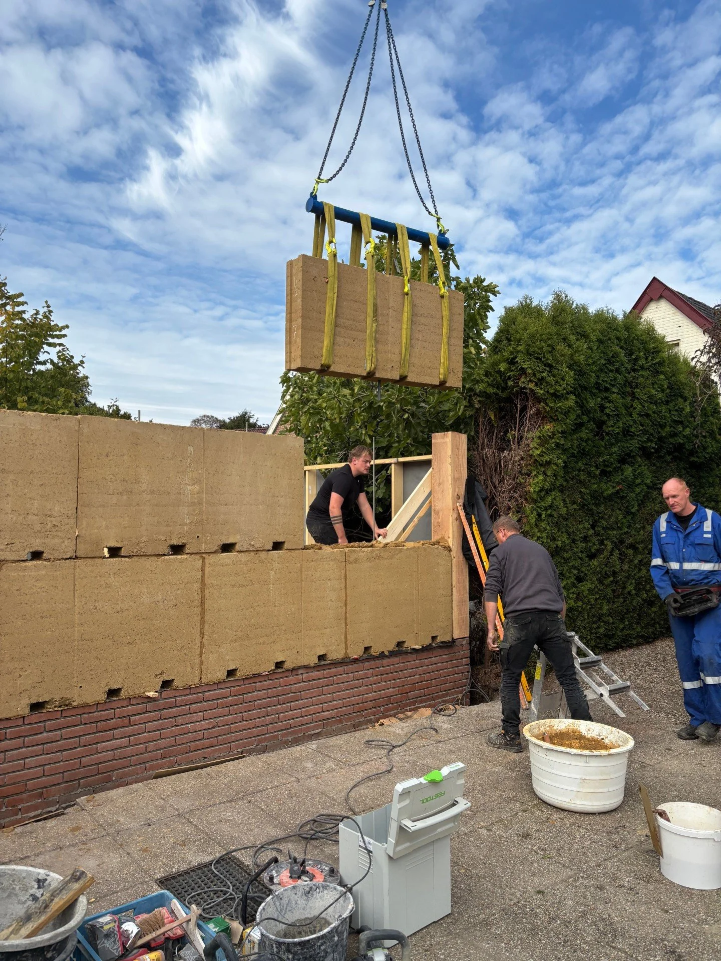 rammed earth place on site
