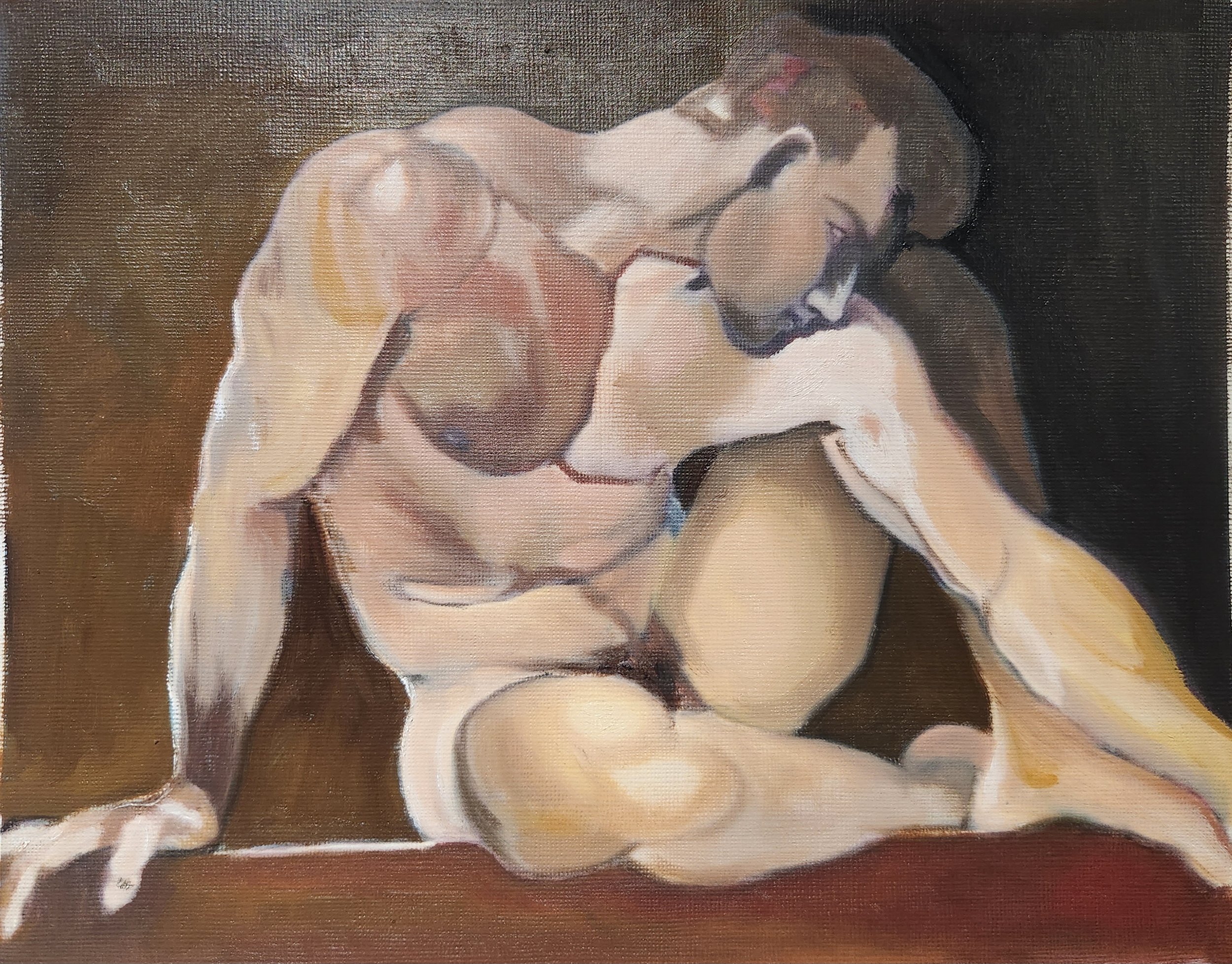 Reflection (Narcissus). 2023. Oil on paper. 29cm x 15 cm (SOLD Private collection)