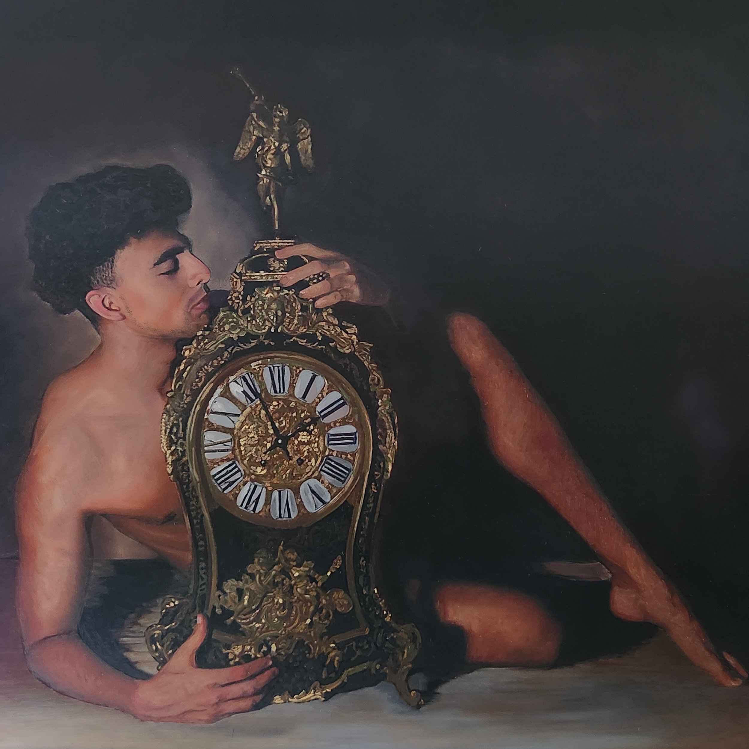 An Allegory of the impermanence of Youth. Oil on paper laid on board. 57.5cm x 57.5cm