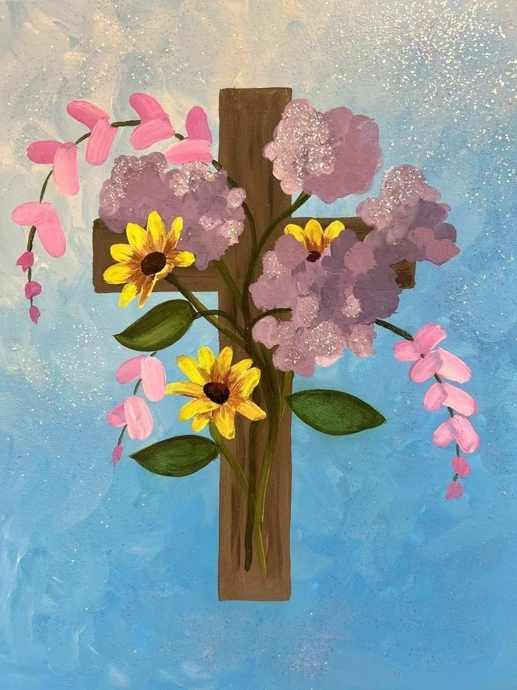 March 29, 2025, 5:00pm-7:30pm Cross with Flowers