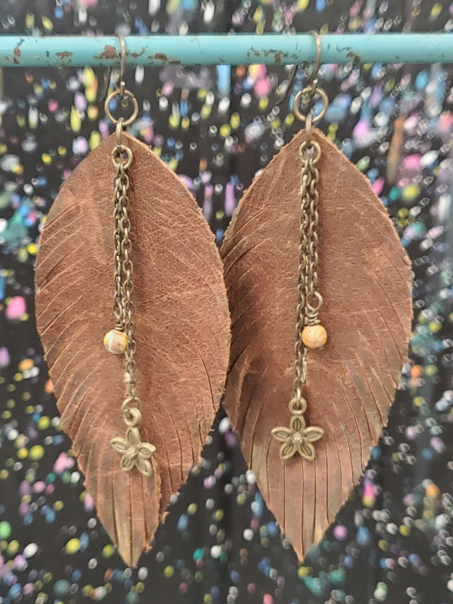Hand-painted Leather Earrings