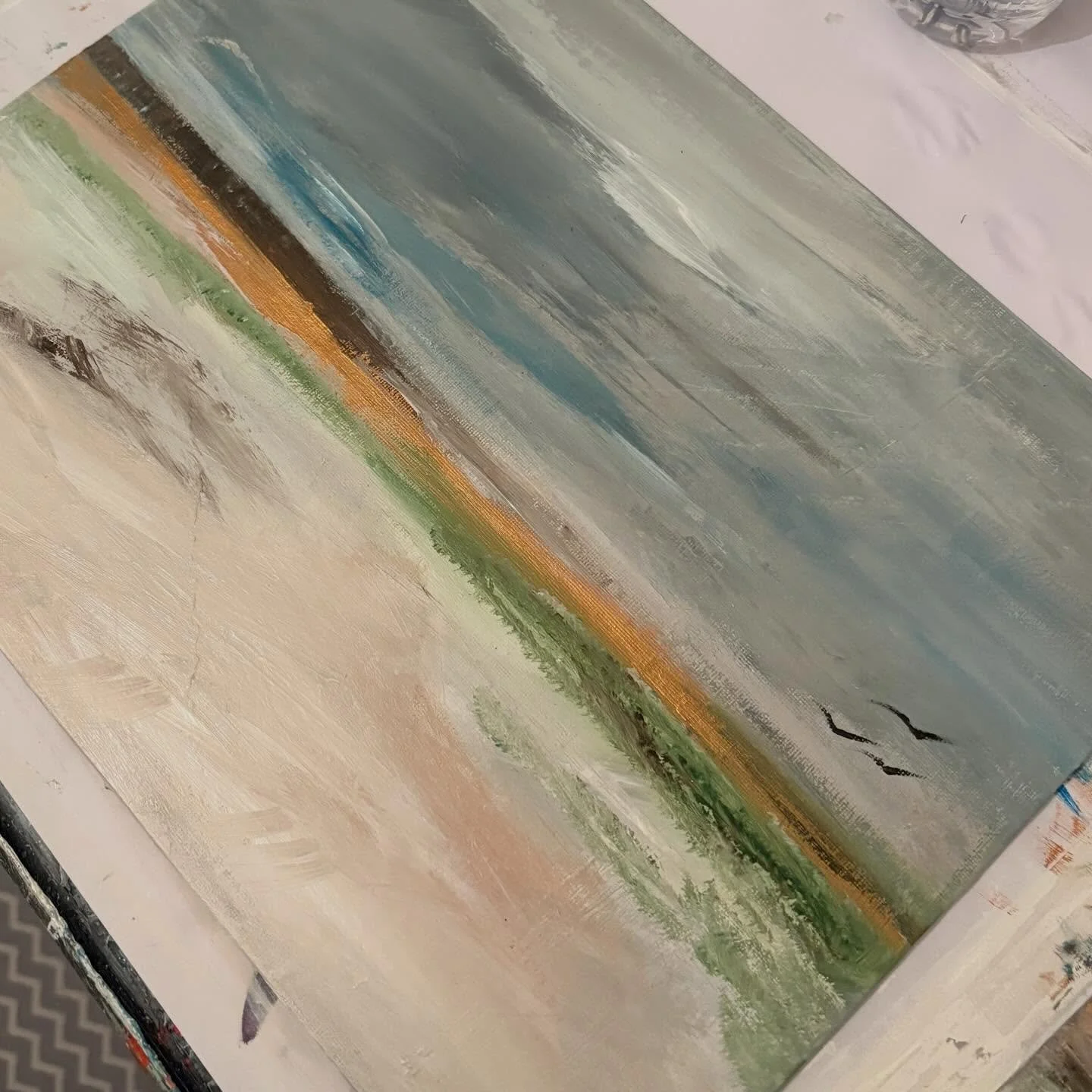 A one-of-a-kind original landscape painting, inviting you to interpret the piece in your own way✨now available on my website - link in Bio✨

🤎🤍🩶💚
#available #artcollector #artgallery #uniqueart #oneofakind✨