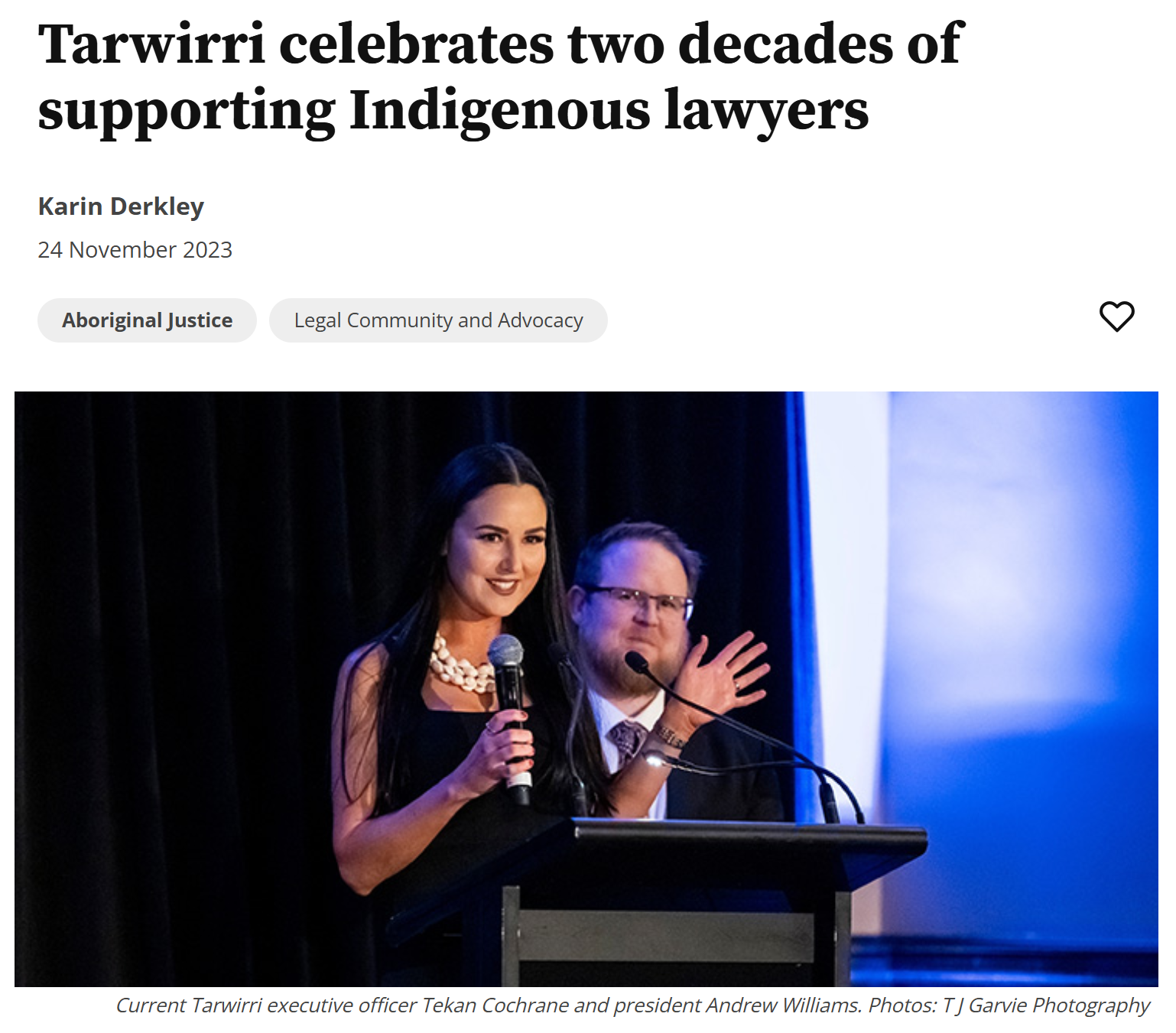 Tarwirri celebrates two decades of supporting Indigenous lawyers