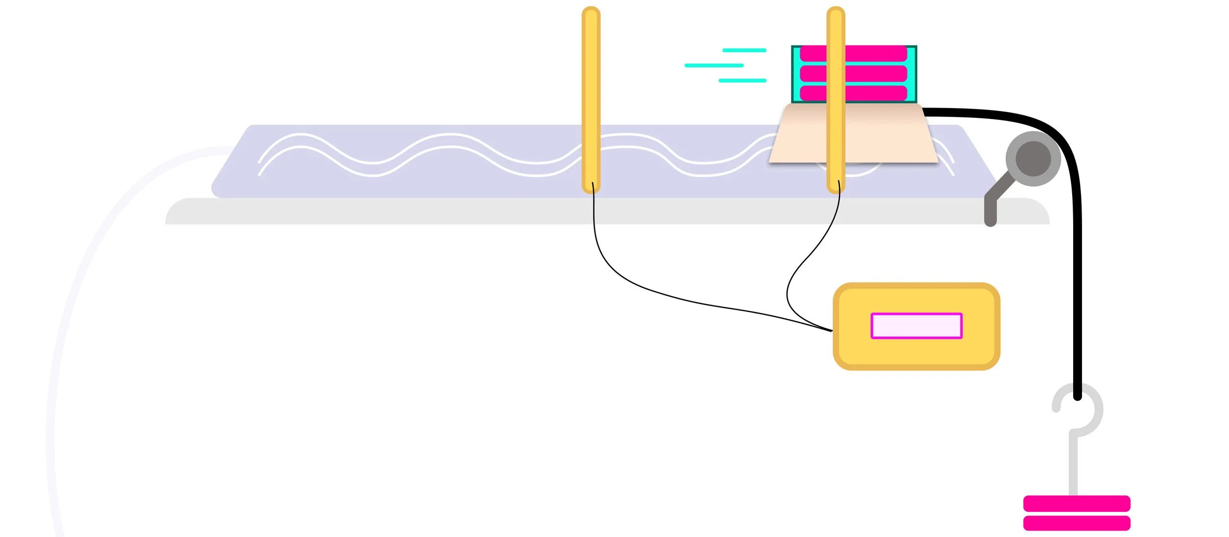 Three masses transferred onto the glider, leaving two hanging masses providing a pulling force of 0.4 N.