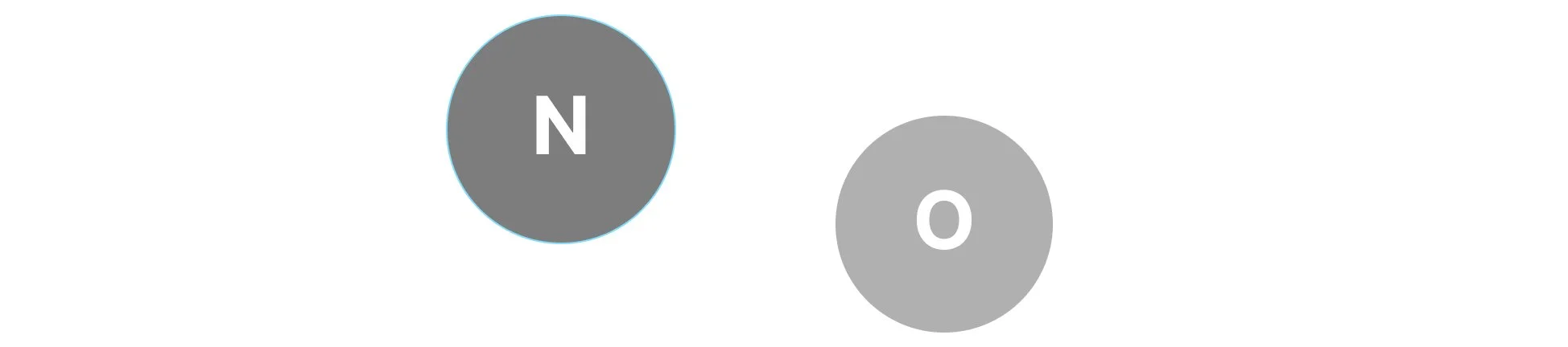Minimalist diagram showing nitrogen and oxygen chemical symbols representing gases from the air that react inside a car engine.