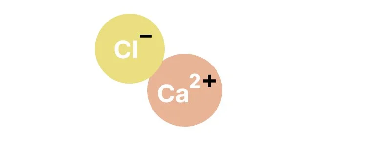 positive and negative ions in Calcium Chloride.