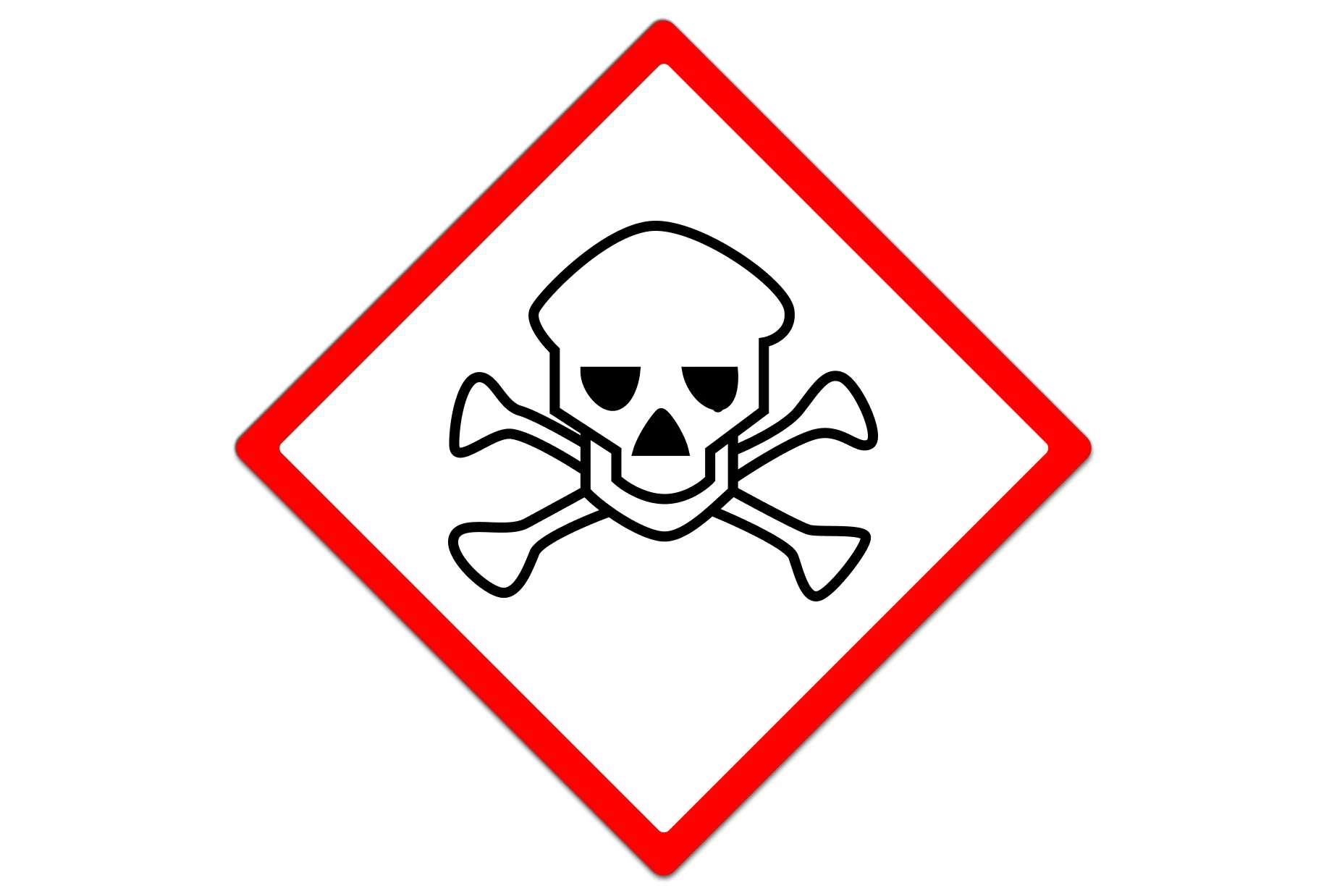 Chlorine is shown as toxic using the skull and bones symbol.