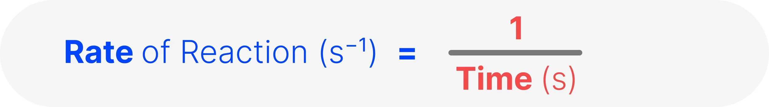 Formula for calculating relative rate of reaction: one divided by the time taken in seconds, giving units of s⁻¹.