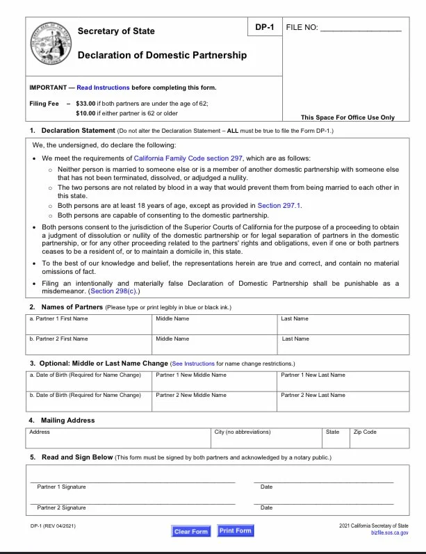 DOMESTIC PARTNERSHIP NOTARIZATION