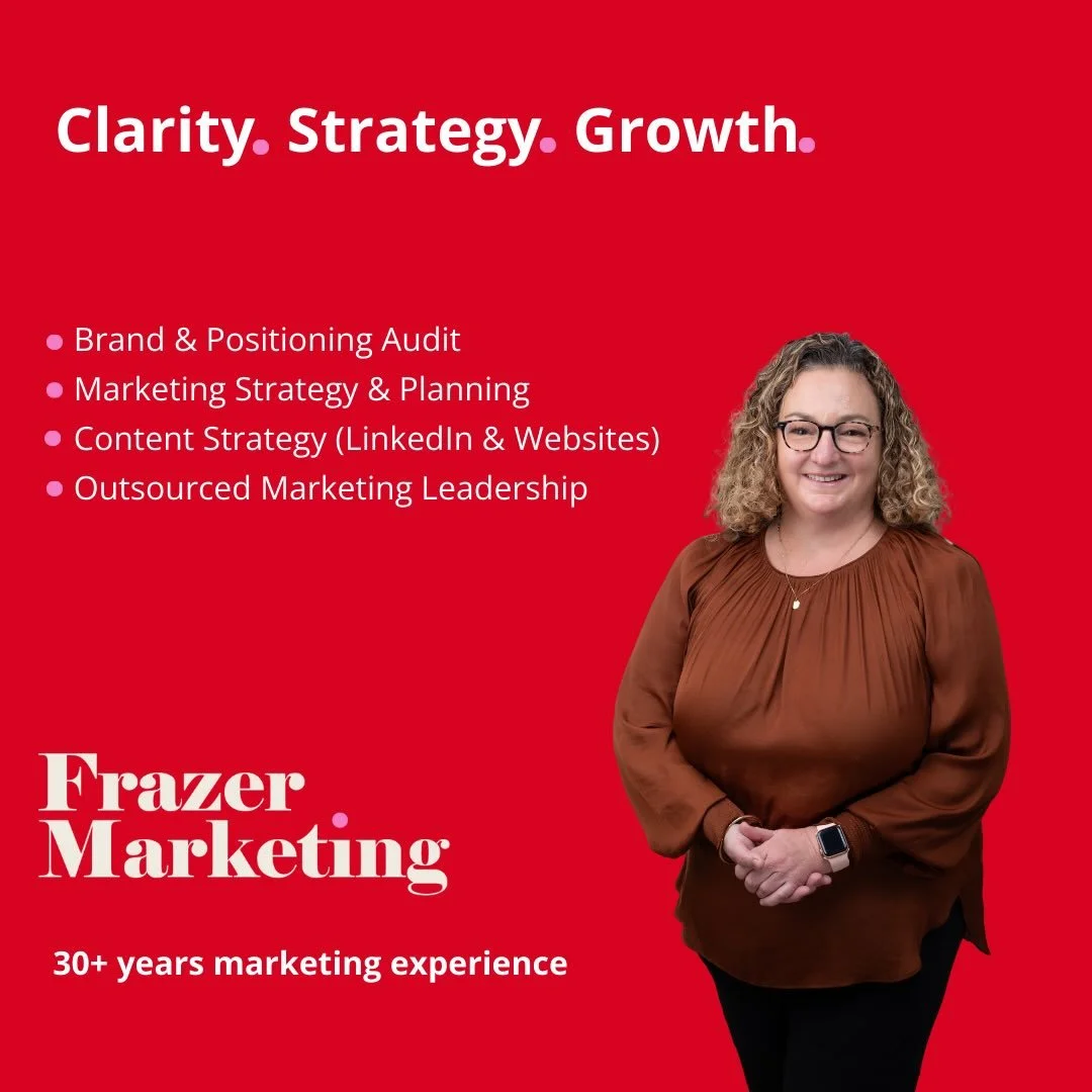 Clear marketing starts with clear strategy.  At Frazer Marketing we help organisations strengthen their positioning and build marketing that supports real business growth.  With 30 years of experience across industries including legal, accounting, pr