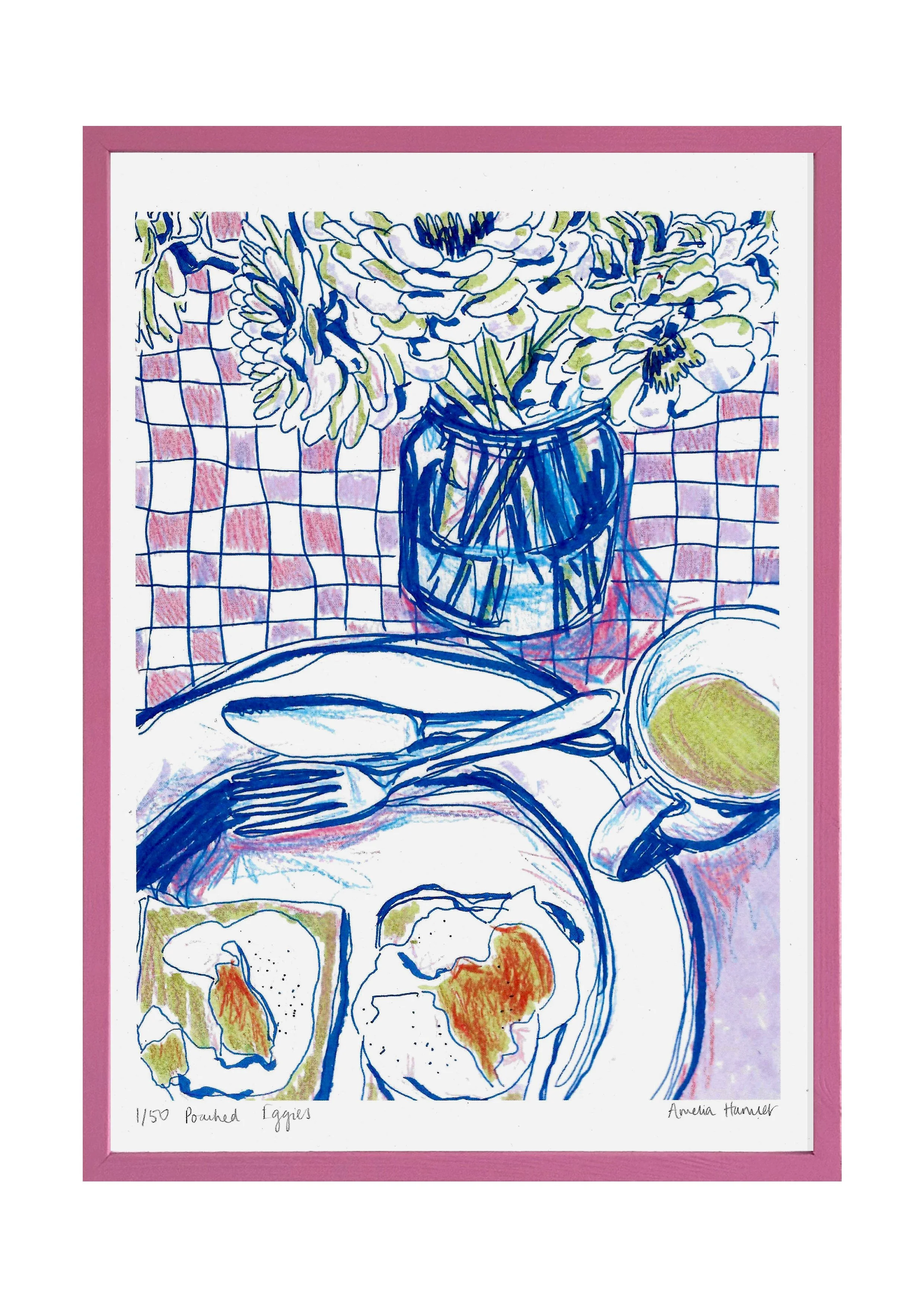 "poached eggies" print