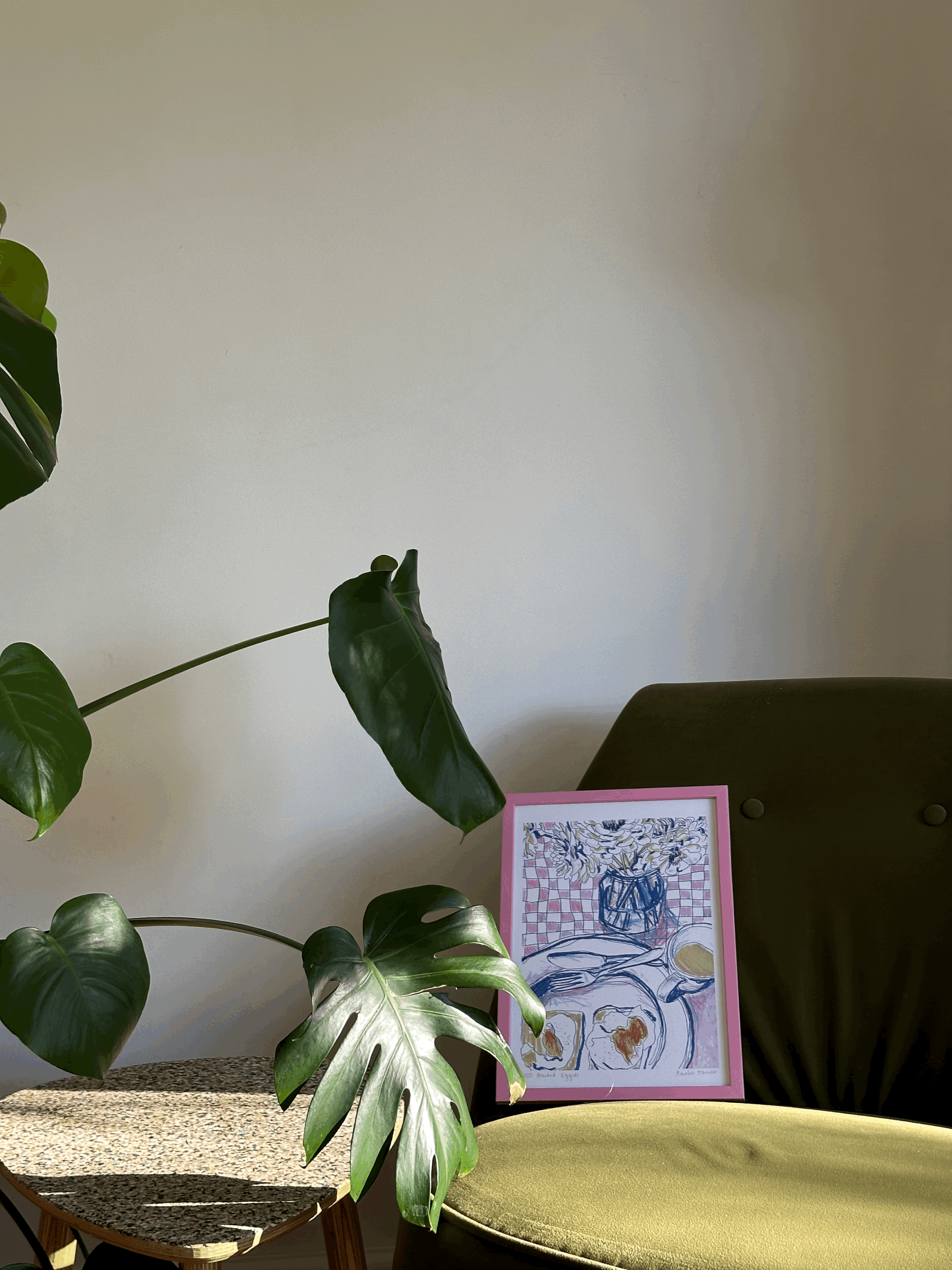 "poached eggies" print