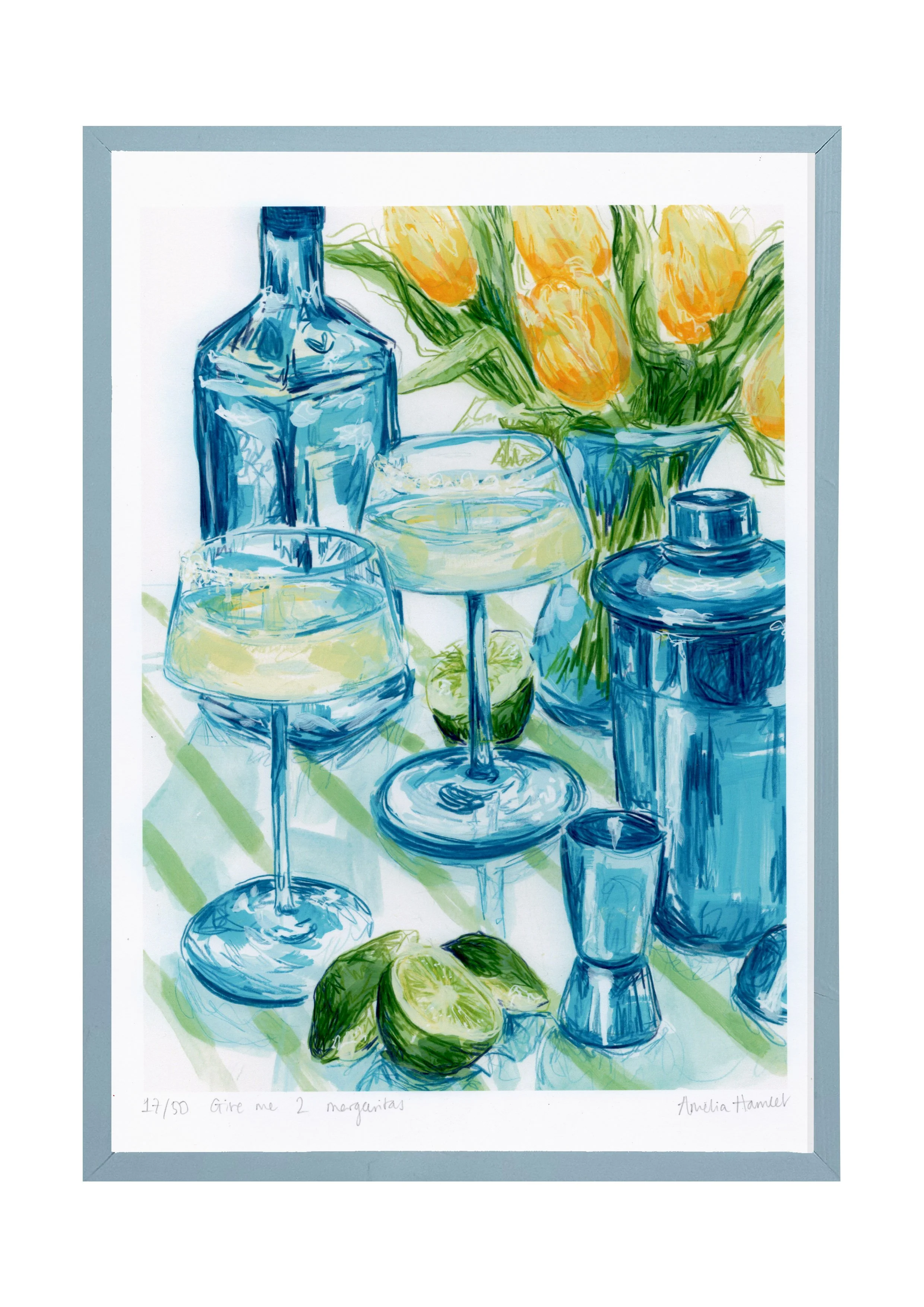 "give me 2 margartias" print