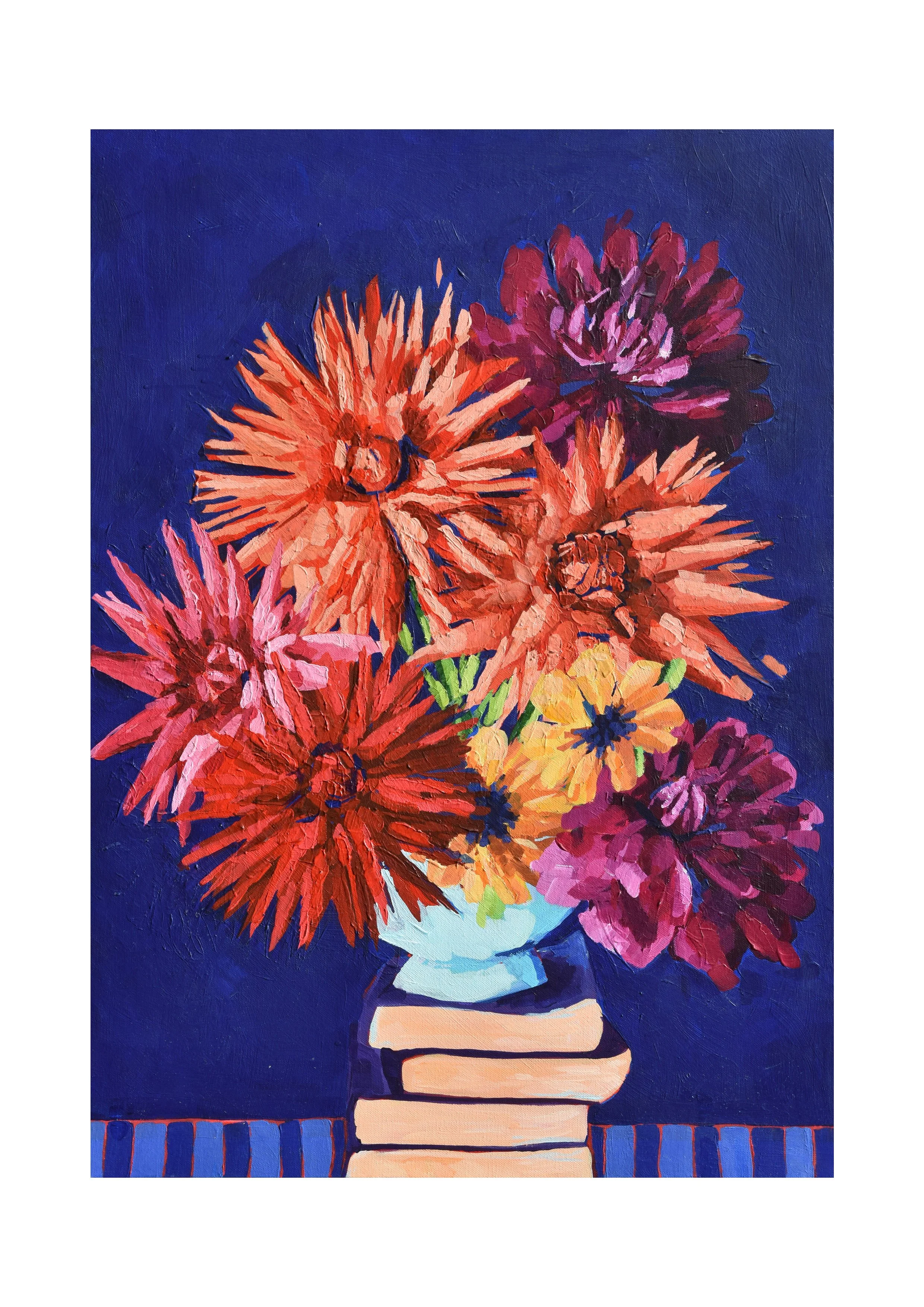 "Dahlia Burst" acrylic on canvas