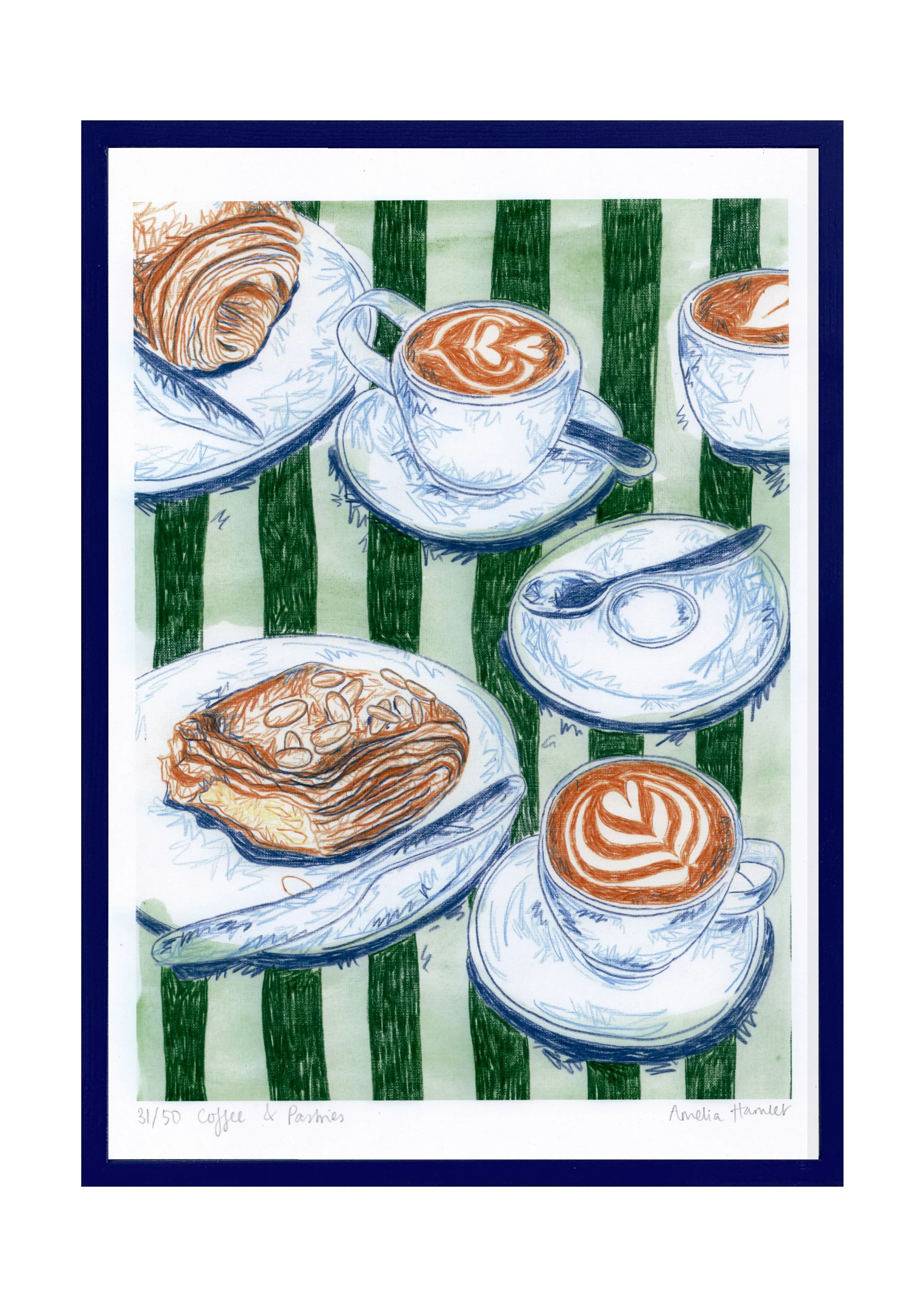 "coffee and pastries" print