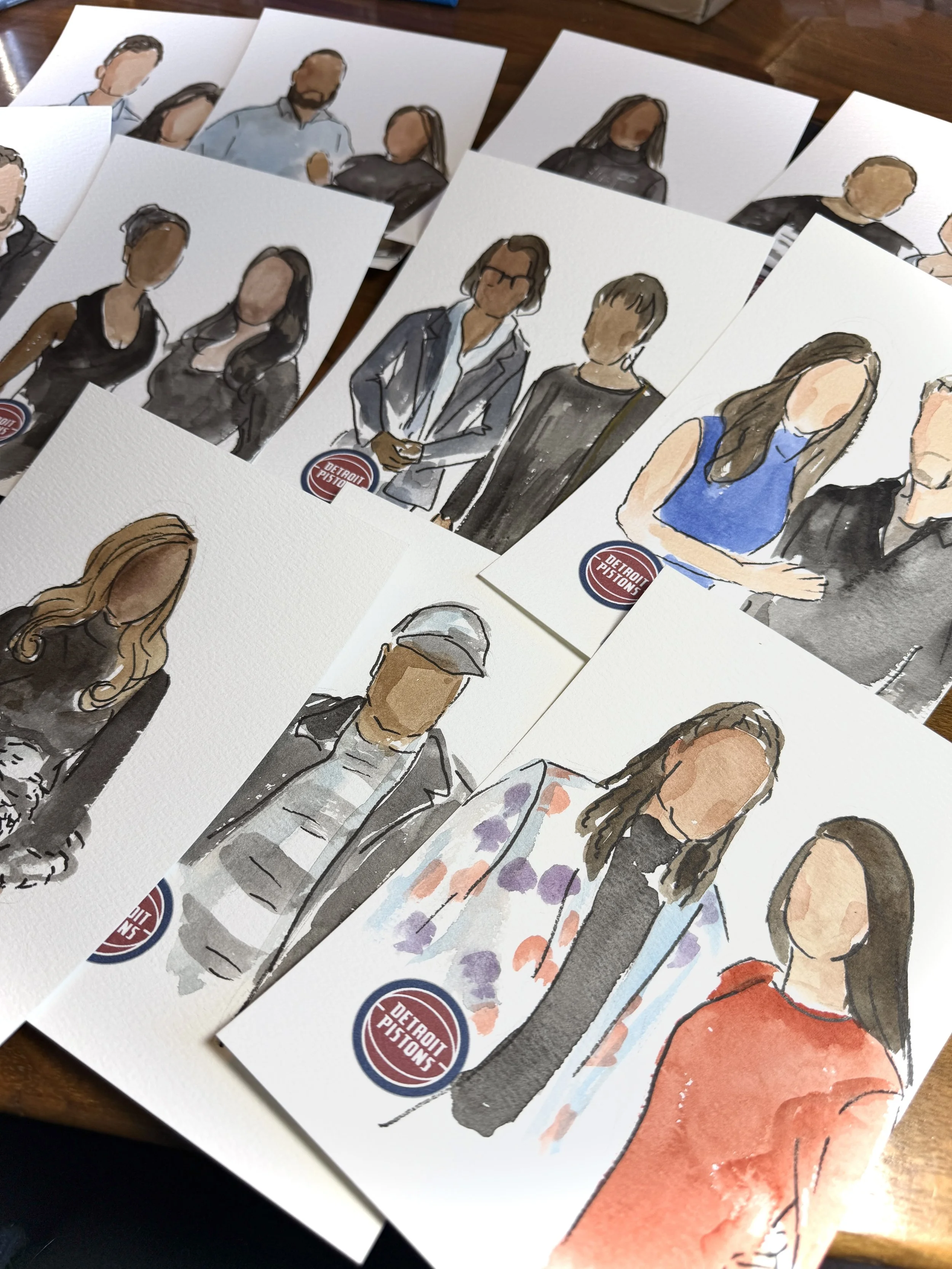 Detroit, Michigan Pistons branded guest sketches.