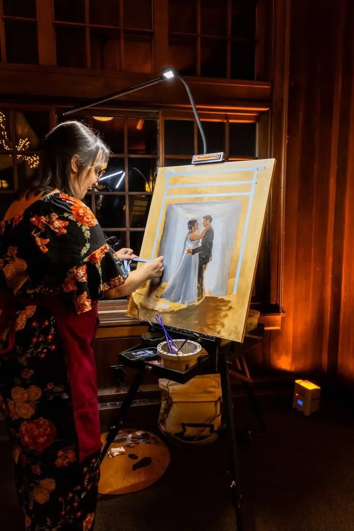 Painting during a wedding reception
