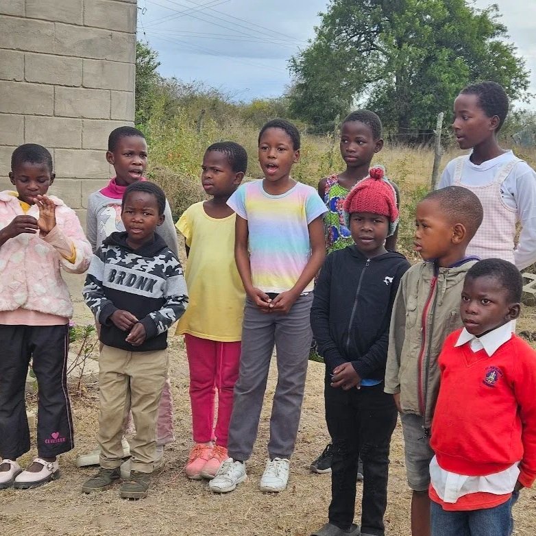 Celebrating the end of the year with children at St. Frances Cabrini chapel, Eswatini