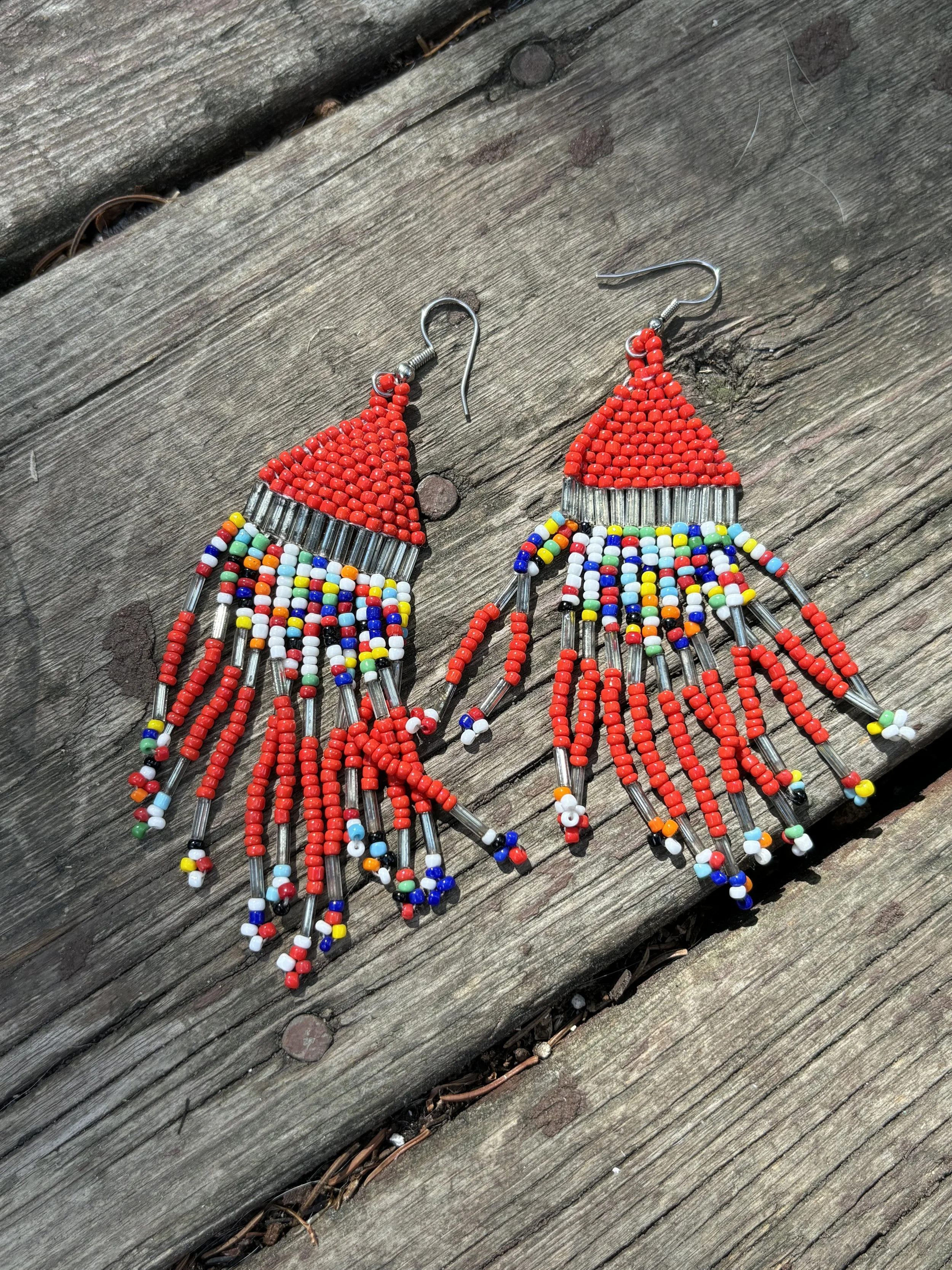 Fringed Multicolor Beaded Earrings