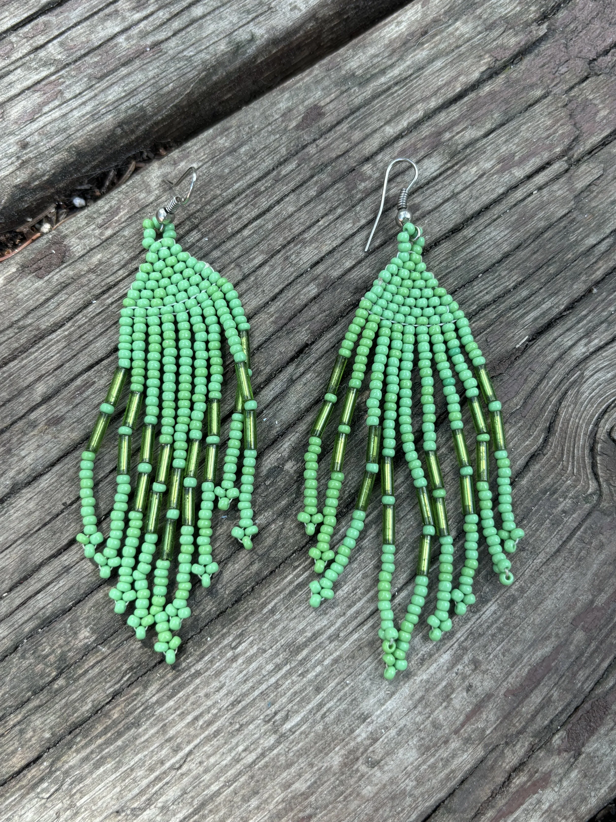 Native Artisan Green Bead Earrings