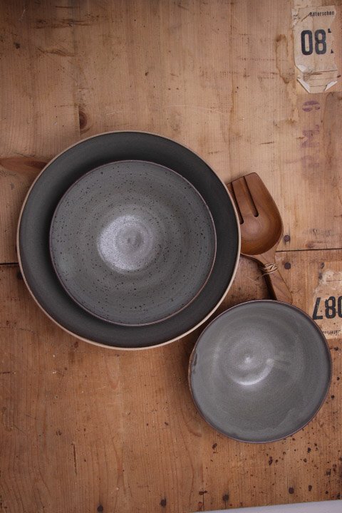 Schalen Set, 3 Bowls mit Holzbesteck