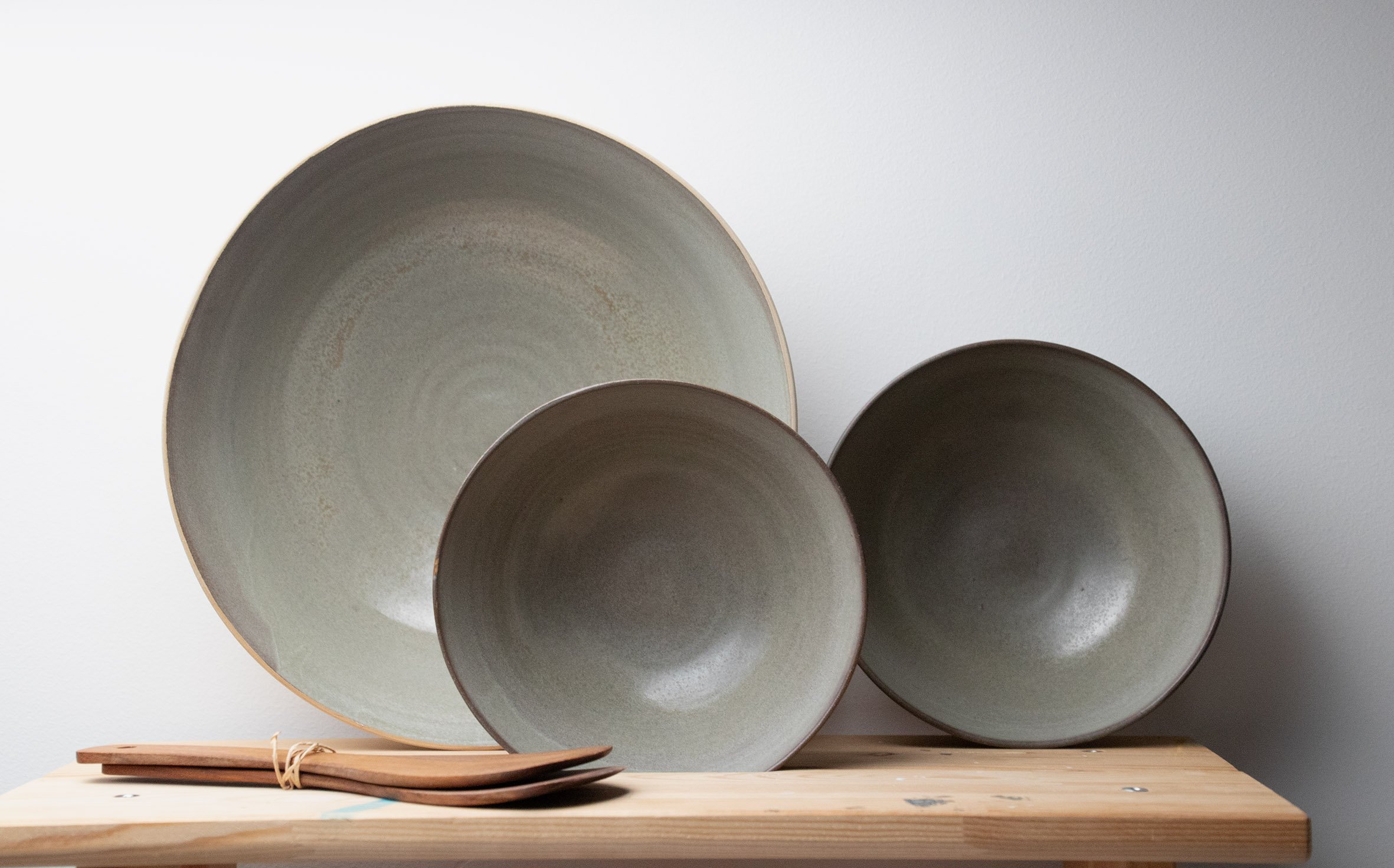 Schalen Set, 3 Bowls mit Holzbesteck