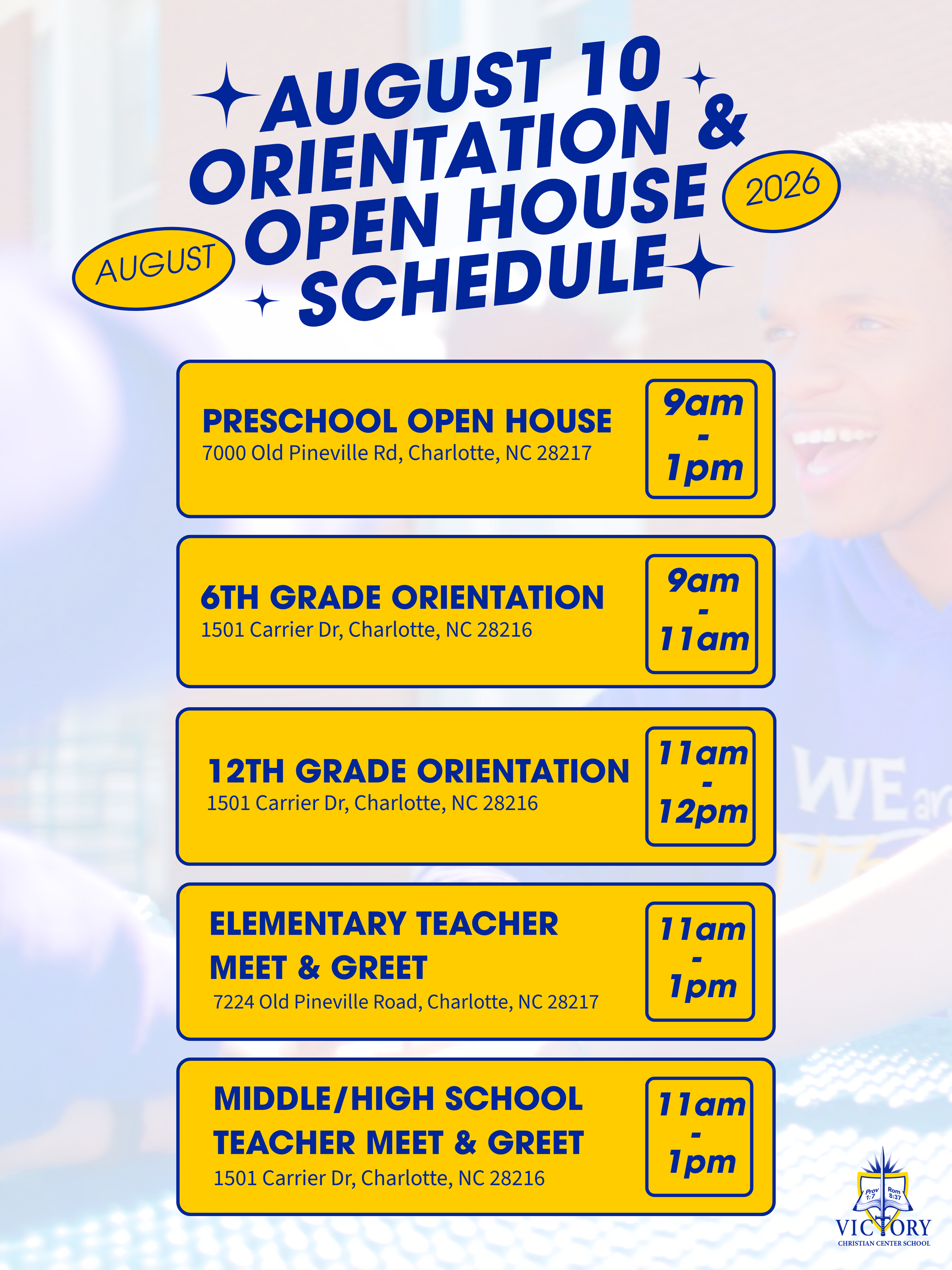August 10 Orientation & Open House