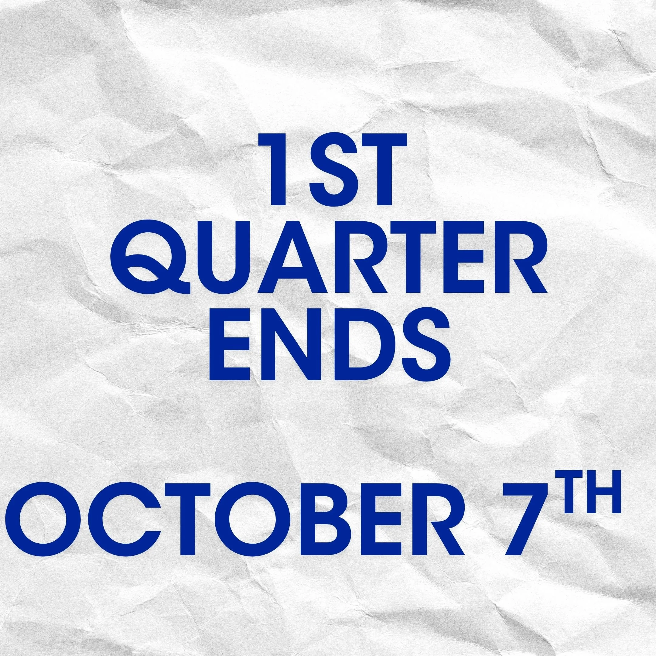 1st Quarter Ends 