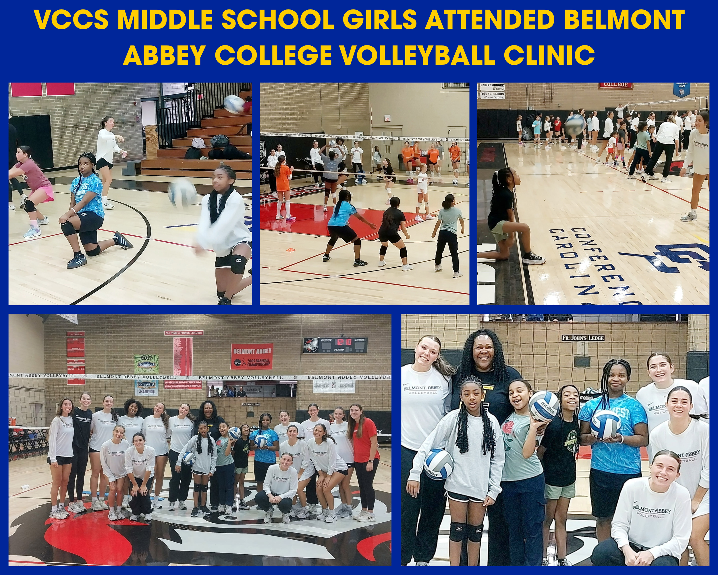 VCCS Middle School Girls Attended Belmont Abbey College Volleyball Clinic!