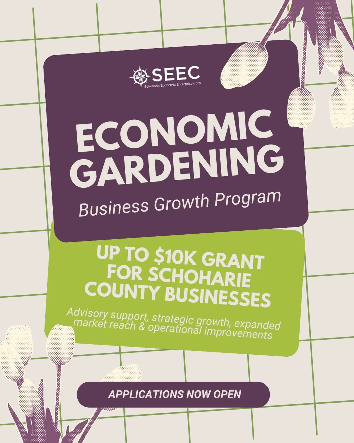 📣 Schoharie County businesses &mdash; this one&rsquo;s for you!

Our Economic Gardening Program is now open for applications. If your business is 1-2 years and you&rsquo;re ready to grow, we want to work with you. 

Selected participants receive up 