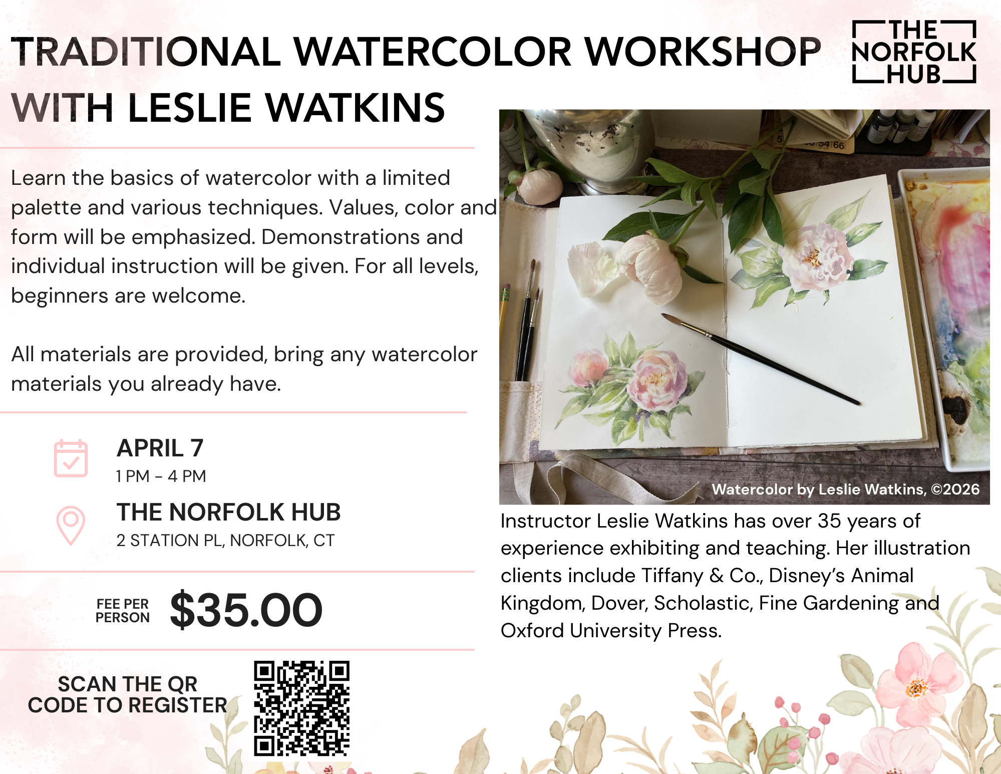 Traditional Watercolor Workshop with Leslie Watkins