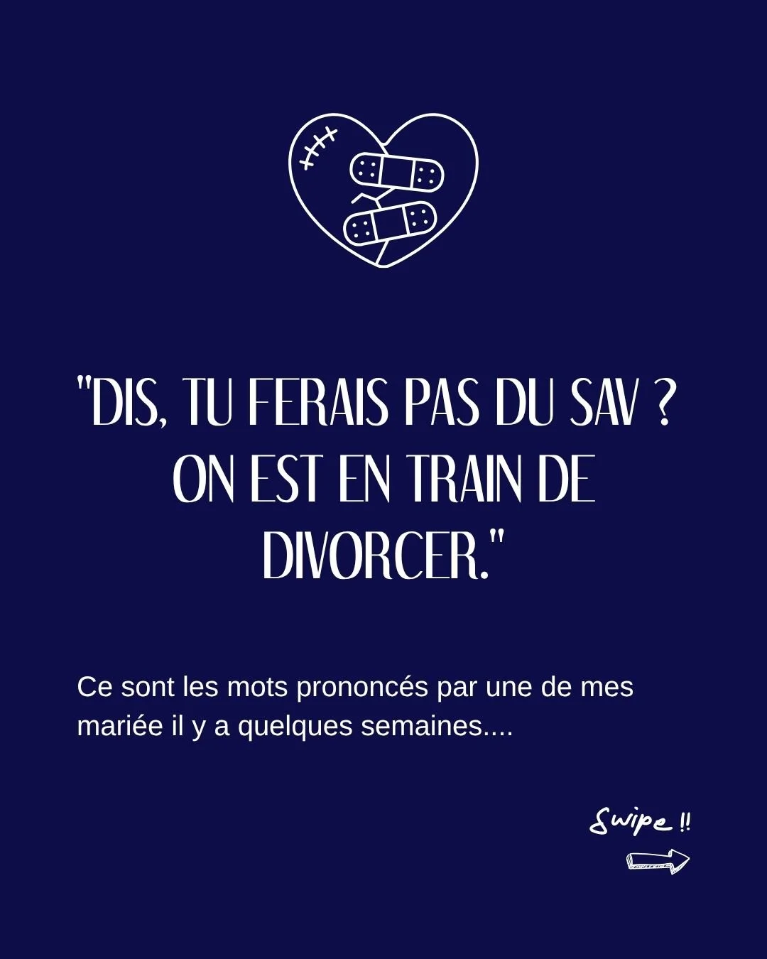 💔 &quot;𝗗𝗜𝗦, 𝗧𝗨 𝗙𝗘𝗥𝗔𝗜𝗦 𝗣𝗔𝗦 𝗗𝗨 𝗦𝗔𝗩 ? 𝗢𝗡 𝗘𝗦𝗧 𝗘𝗡 𝗧𝗥𝗔𝗜𝗡 𝗗𝗘 𝗗𝗜𝗩𝗢𝗥𝗖𝗘𝗥.&quot; 💔

Il y a quelques semaines, une de mes mari&eacute;es m&rsquo;a appel&eacute;e avec cette phrase choc. Apr&egrave;s 20 ans d'exp&eacute