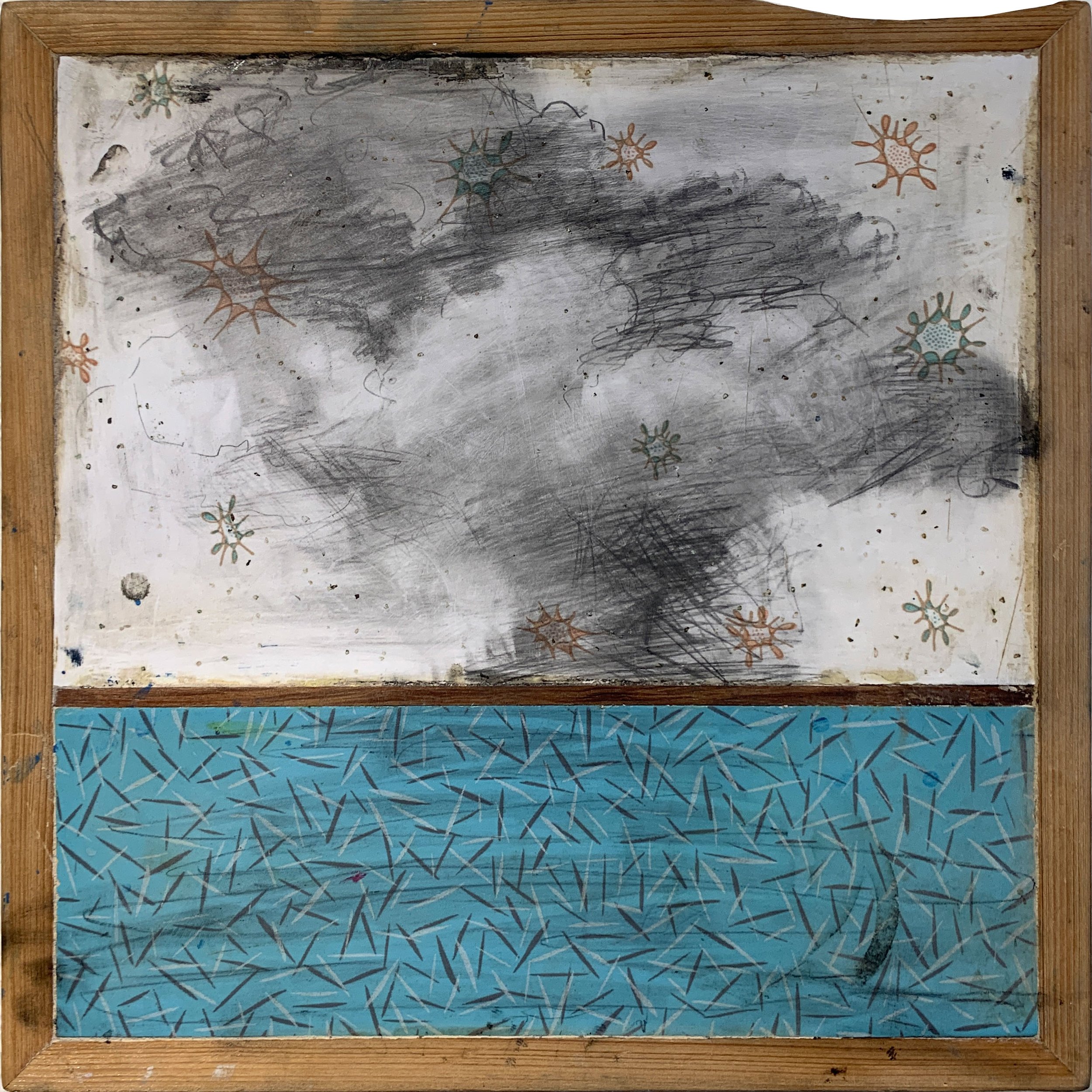nimbus #2, 
 mixed media on panel, 
10” x 10”, framed   

