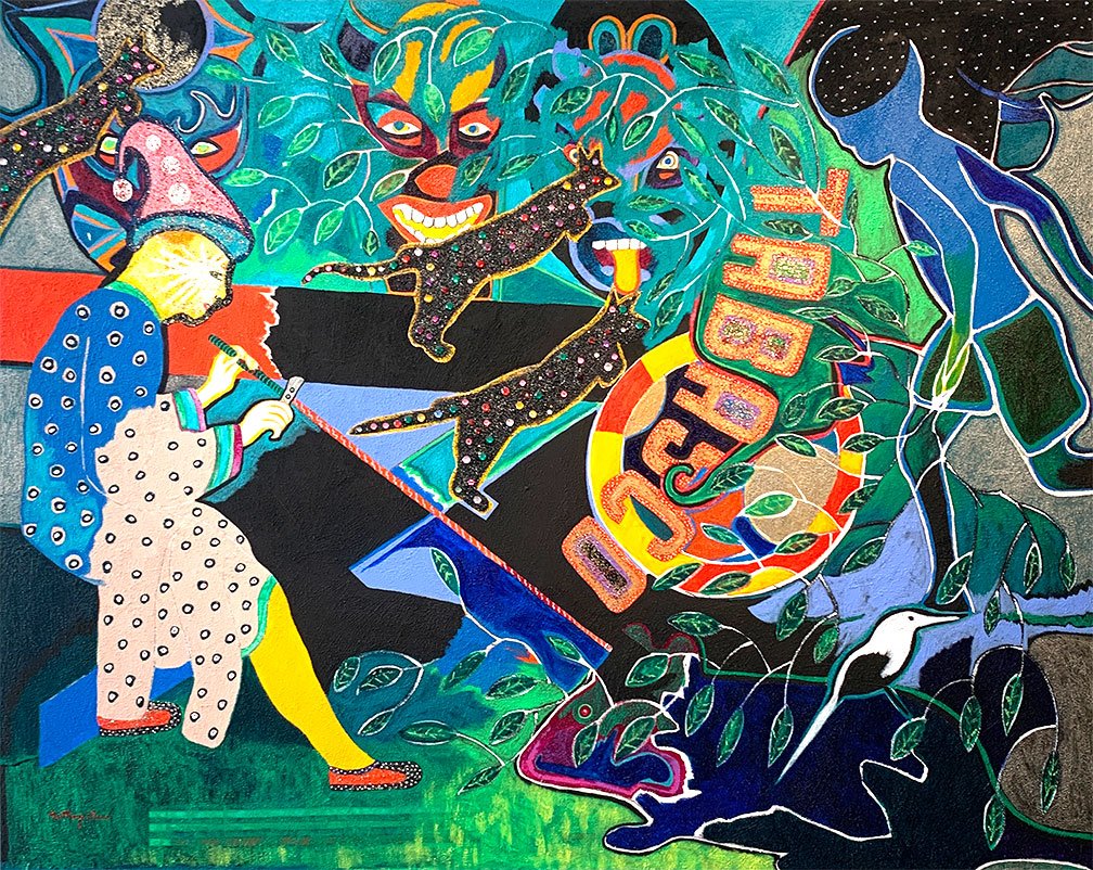 Mooncalves 
mixed media on canvas
48" x 60"
