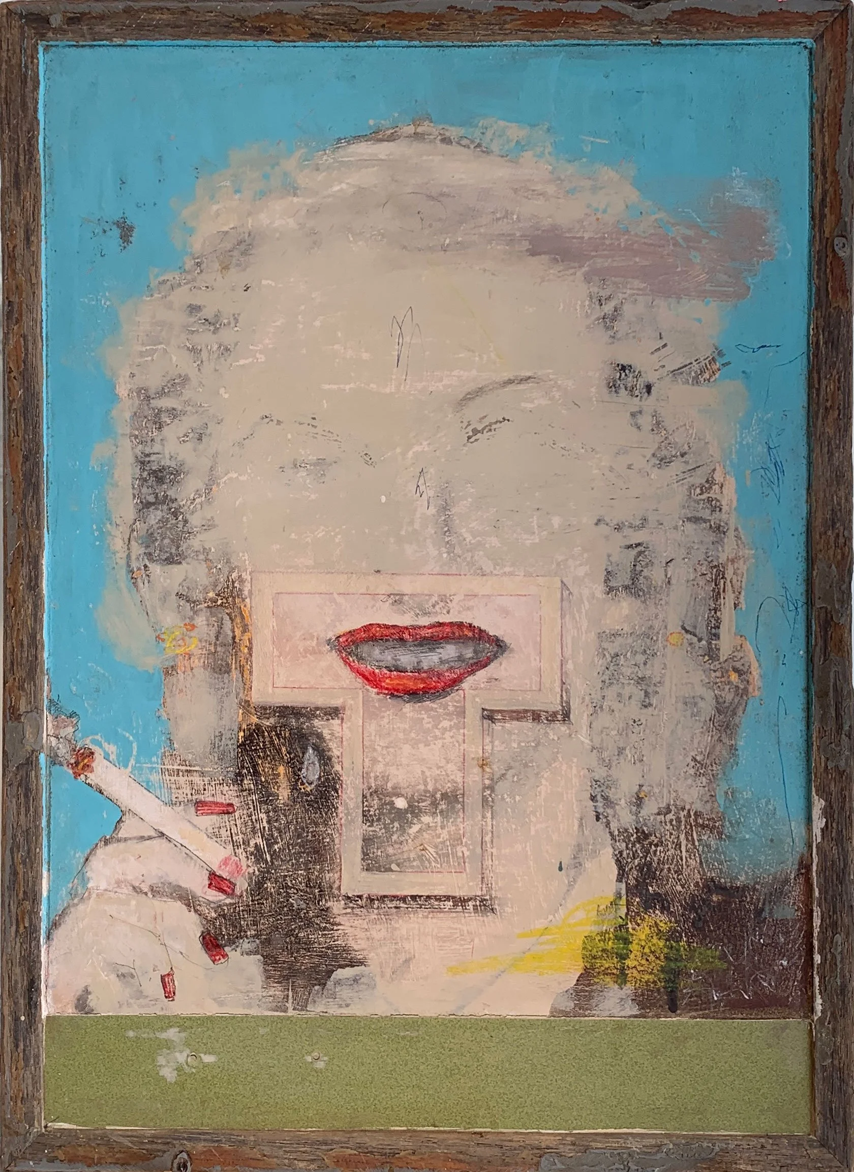 her beauty fades from my memory (T-zone), 
mixed media on panel, 
20.5” x 14.5”, framed

