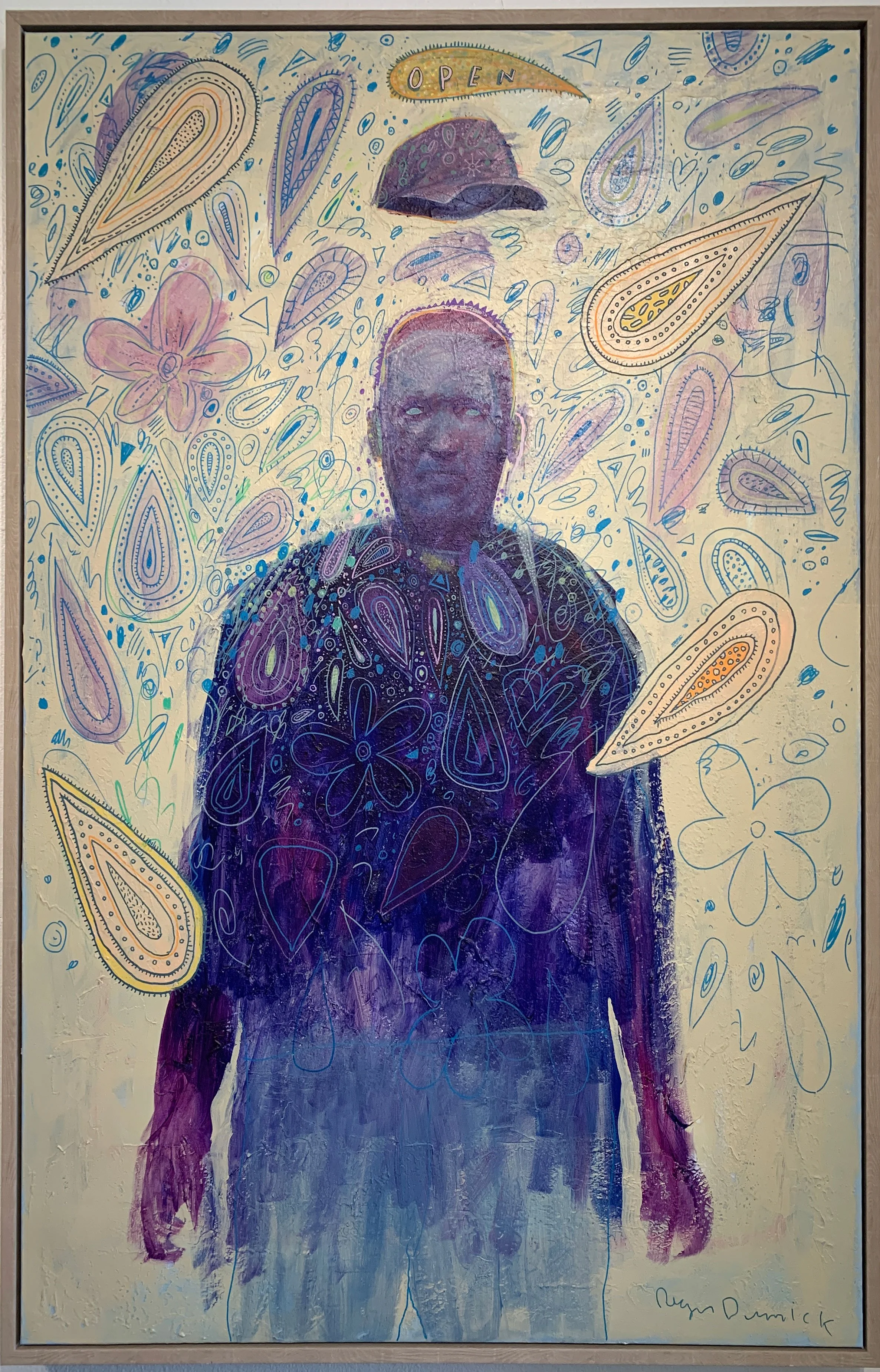 Florida Man, The Enlightenment
oil, acrylic, pencil on canvas
60" x 40" - framed

