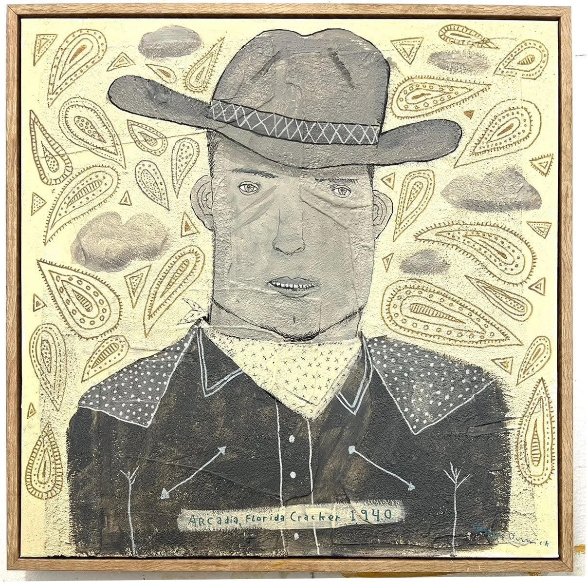 Cracker
oil, acrylic, pencil on canvas
28" x 28" - framed

