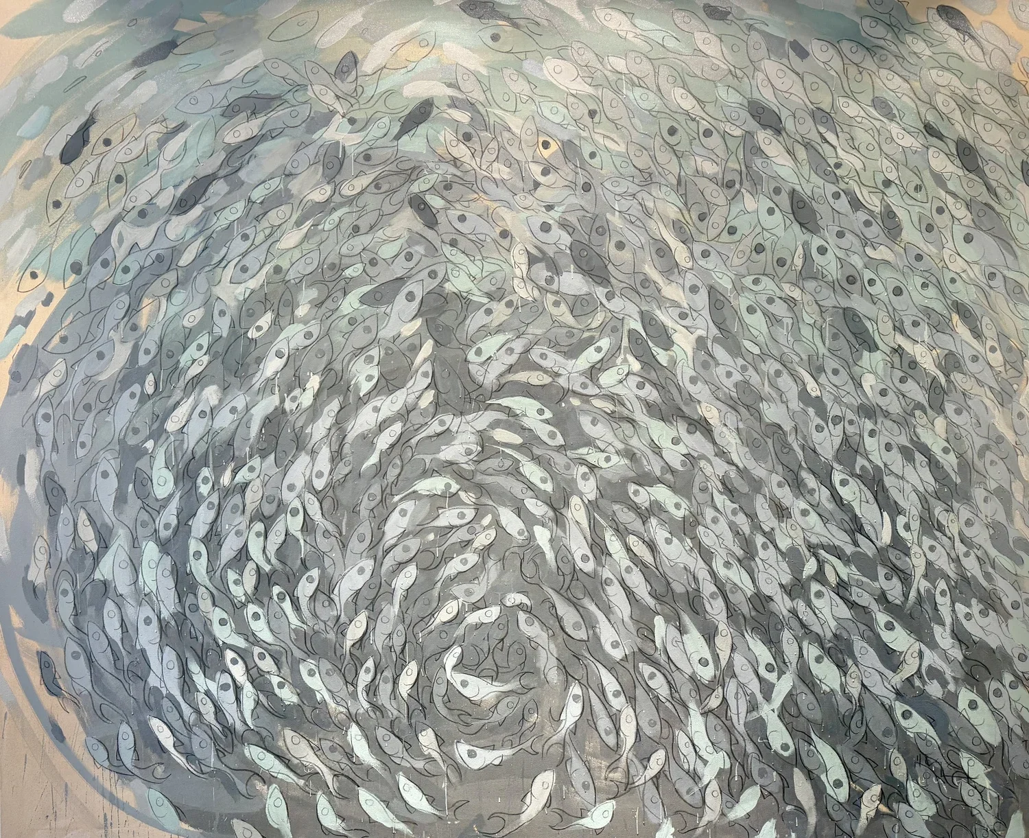 CASCADING MIST
oil + acrylic on canvas
78” x 96”
