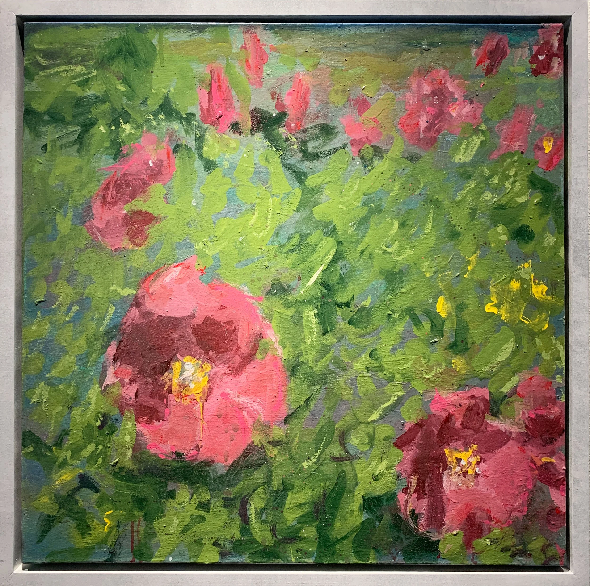 rosa rugosa, 
mixed media on canvas, 
26” x 26”, framed

