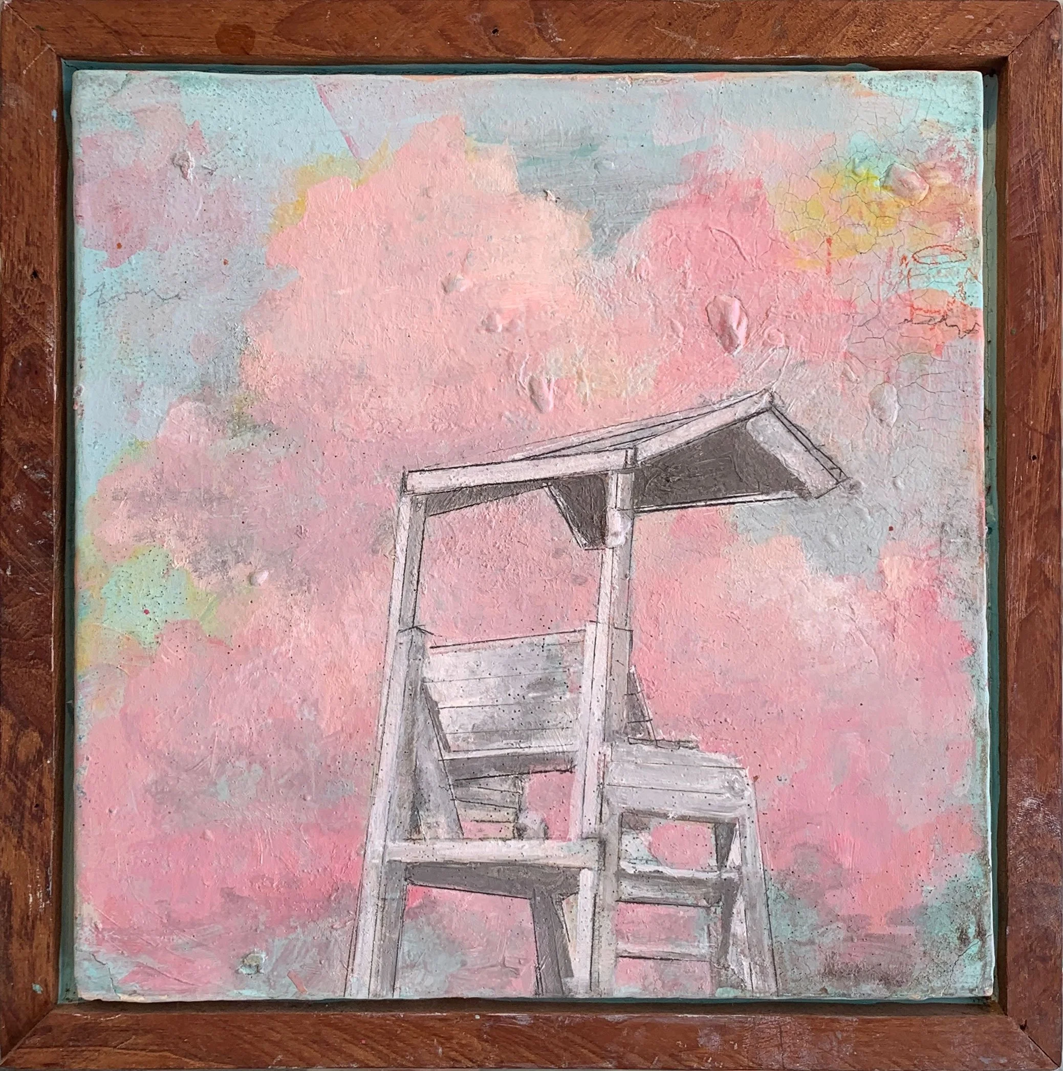  at your own risk, 
mixed media on panel, 
10.5” x 10.5”, framed


