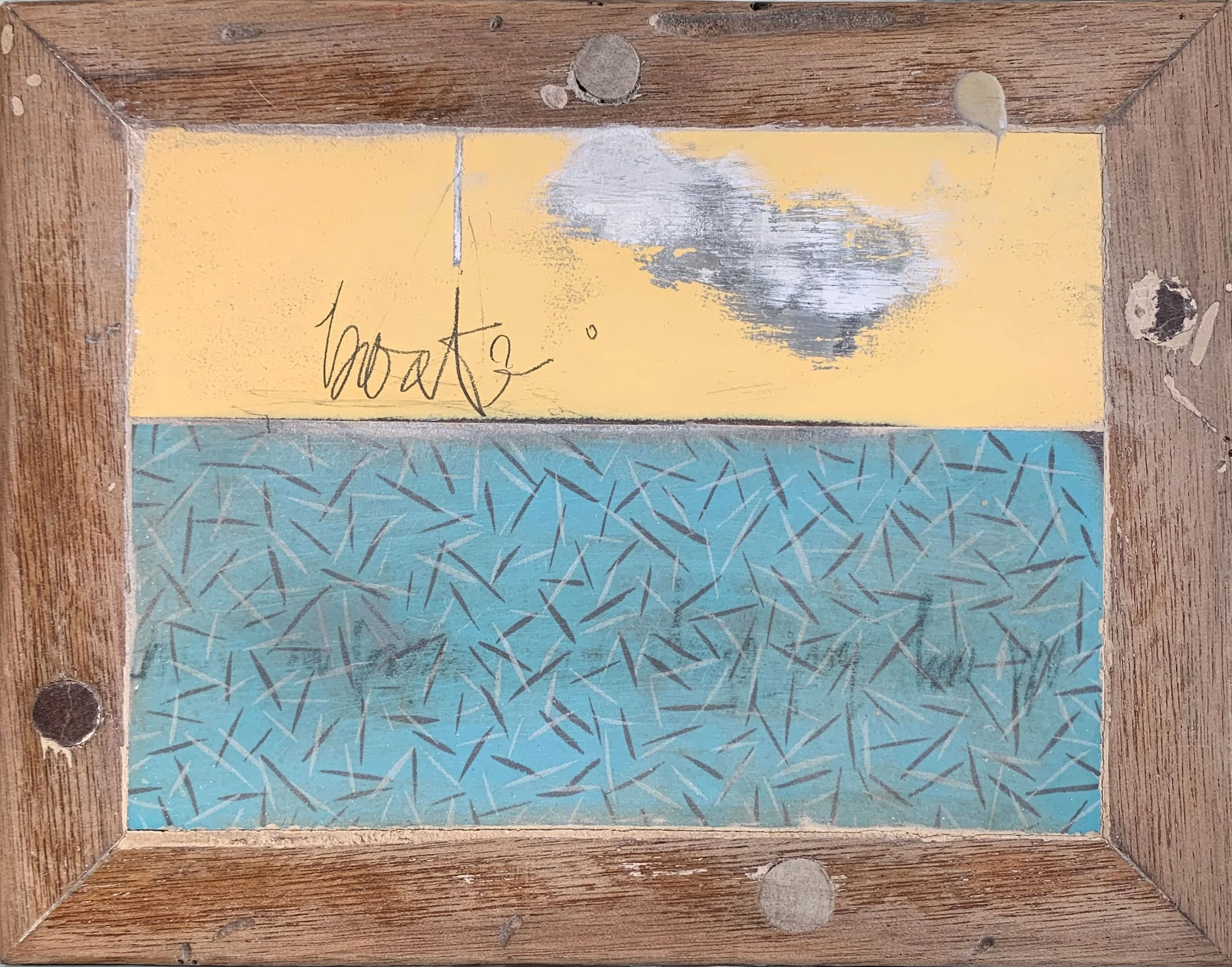 sailing shoes, 
mixed media on panel, 
7.25” x  9”, framed 

