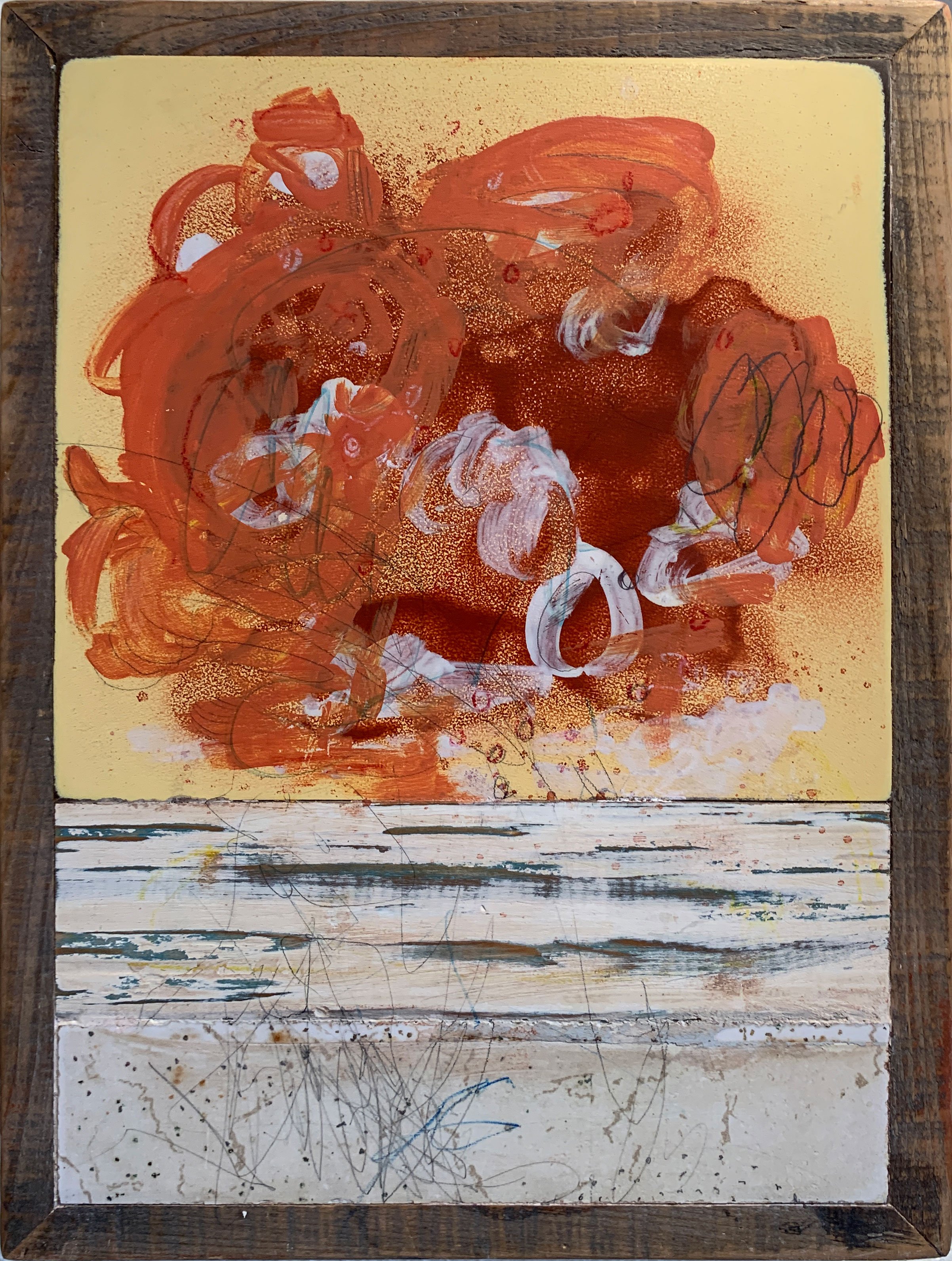 sailors take warning, 
mixed media on panel, 
12” x 9”, framed   

