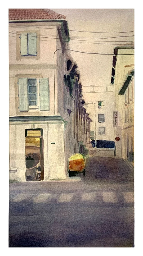 Dusk (Nearing the Rhone)
watercolor on paper - framed
