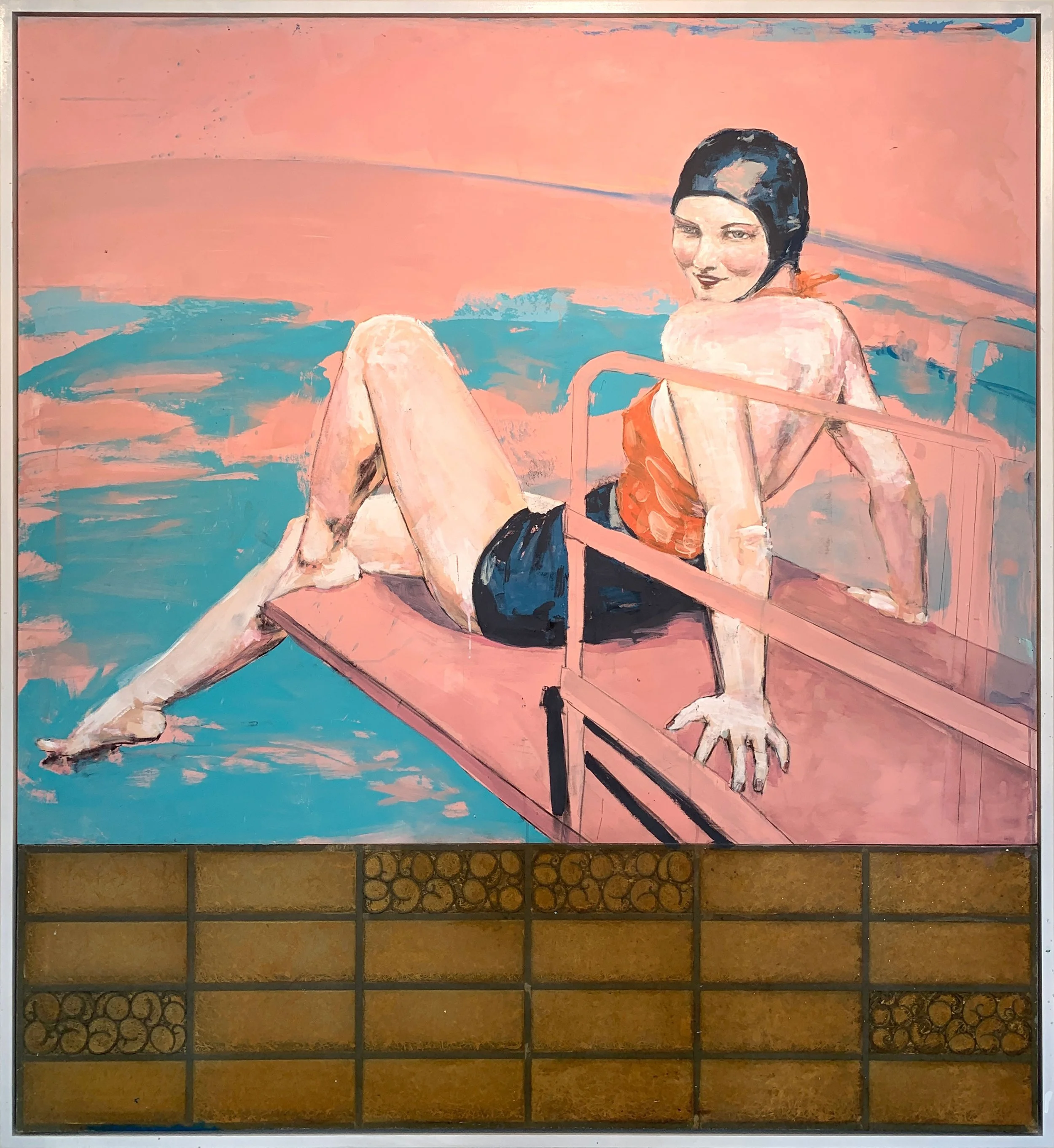 on guard, 
mixed media on panel, 
62.5” x 62.5“, framed

