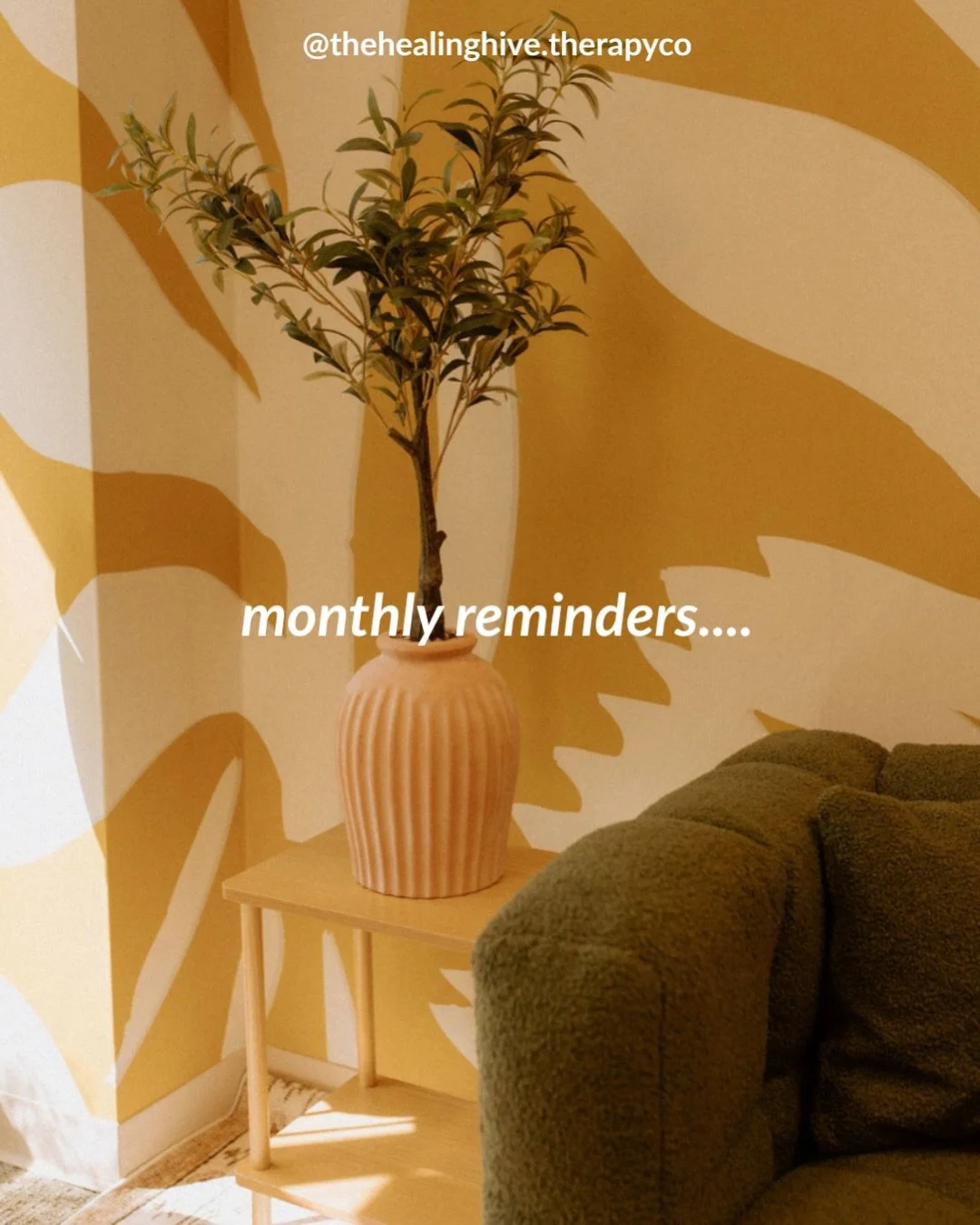 we are officially one week into the final month of the year, so here are some reminders to help you through🧡💛

👉🏻 FOLLOW @thehealinghive.therapyco for more relatable content + how we challenge traditional mental health therapy 🛋️✨

Looking to st