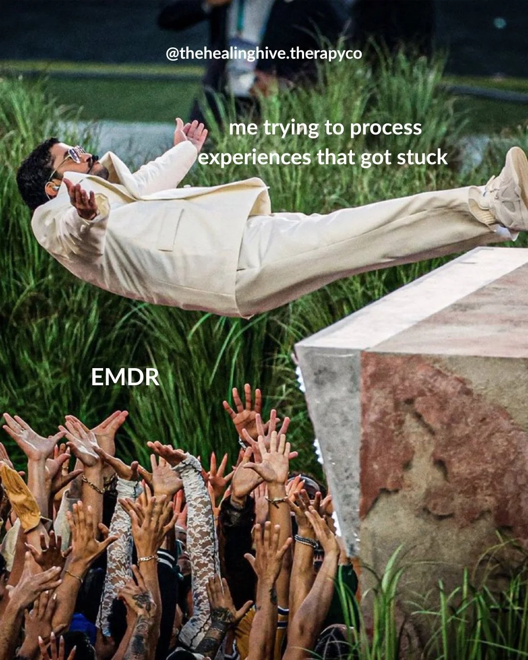 as obsessed with the memes of Bad Bunny as we are with his superbowl performance🎤

👉🏻 FOLLOW @thehealinghive.therapyco for more relatable content + how we challenge traditional mental health therapy 🛋️✨

Looking to start therapy? Our therapists a