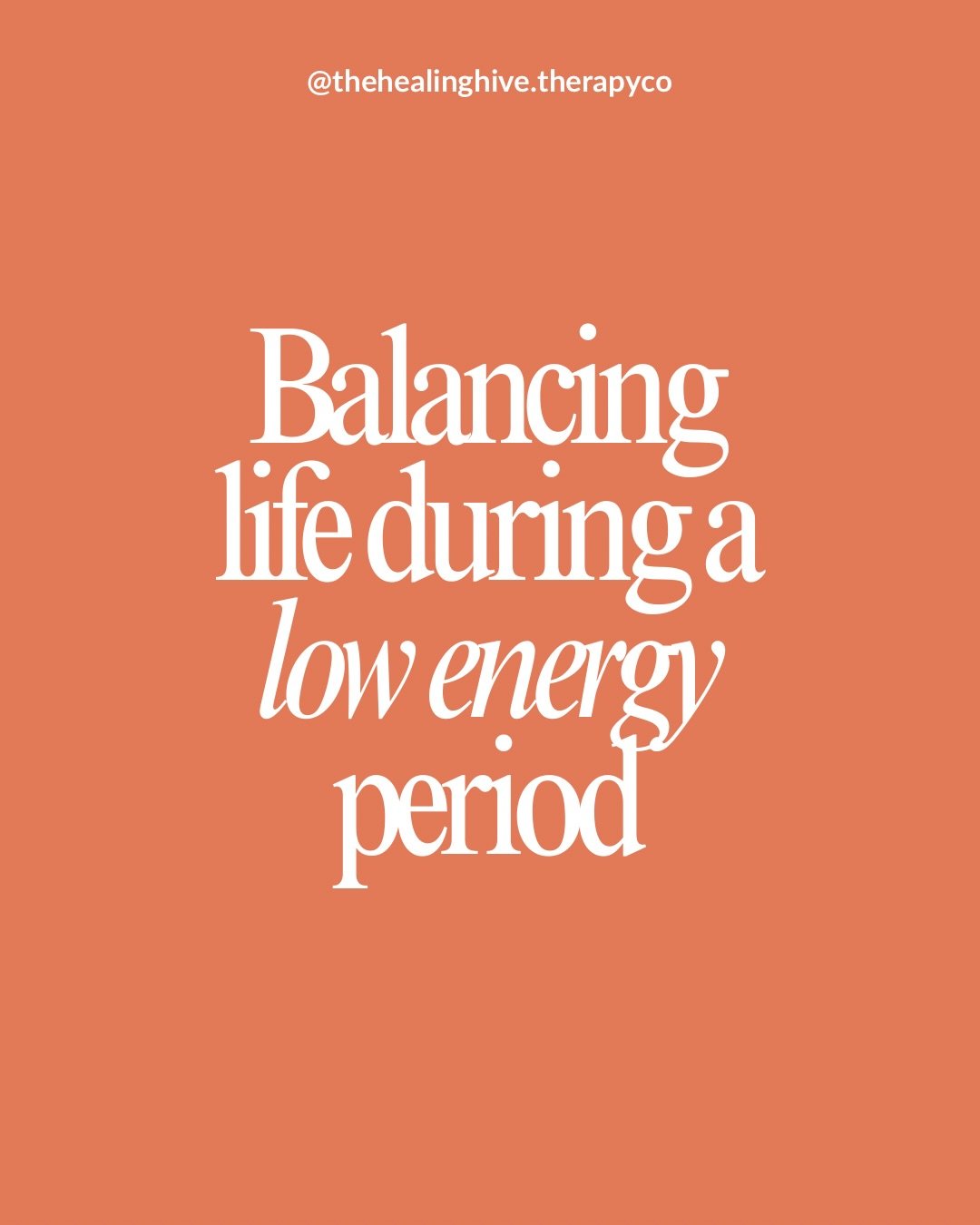 tips for balancing life during low energy periods🩷🧡

👉🏻 FOLLOW @thehealinghive.therapyco for more relatable content + how we challenge traditional mental health therapy 🛋️✨

Looking to start therapy? Our therapists are accepting new clients acro